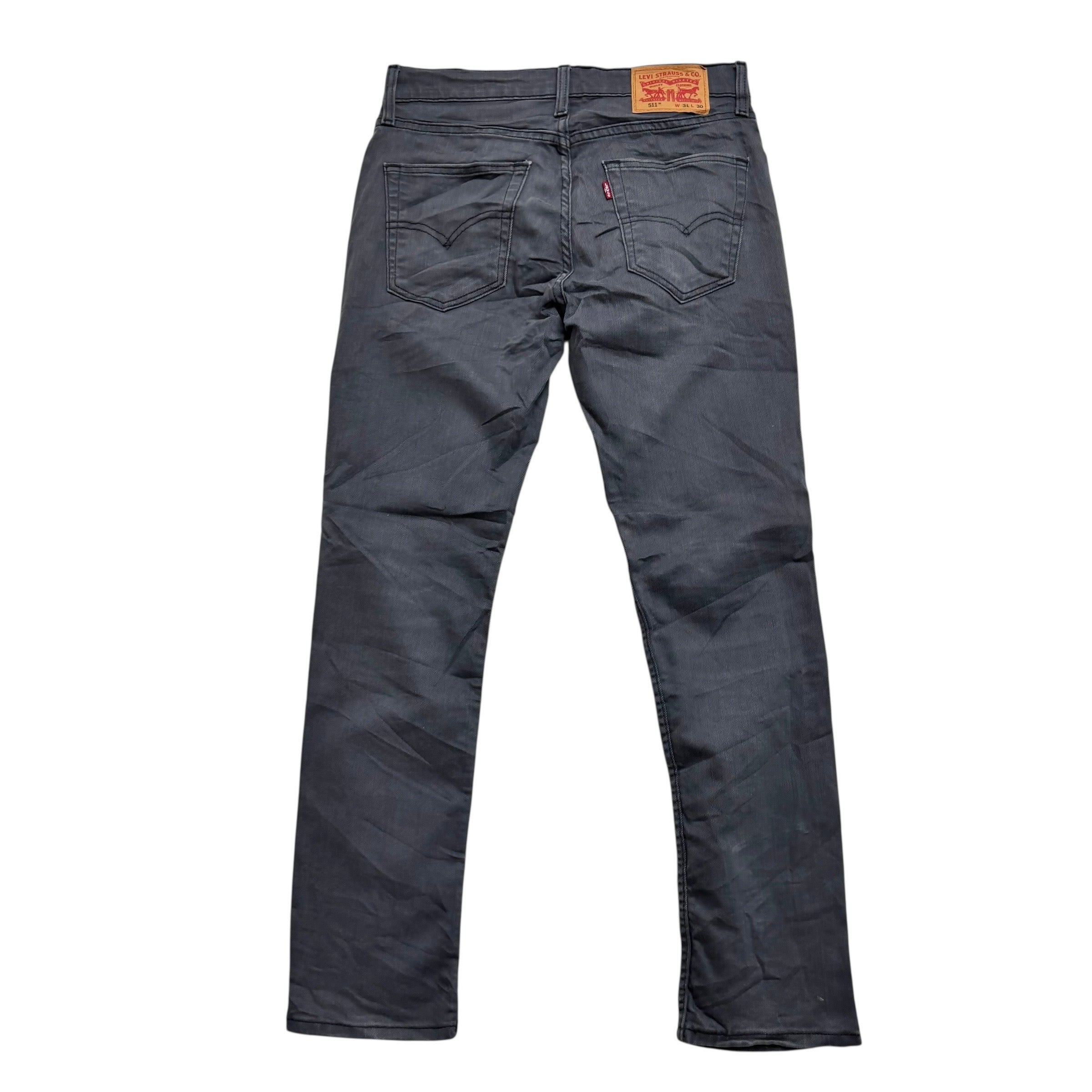 Levis 511 Jeans W31 L30 Mens Grey Slim Fit Stretch Denim (E)