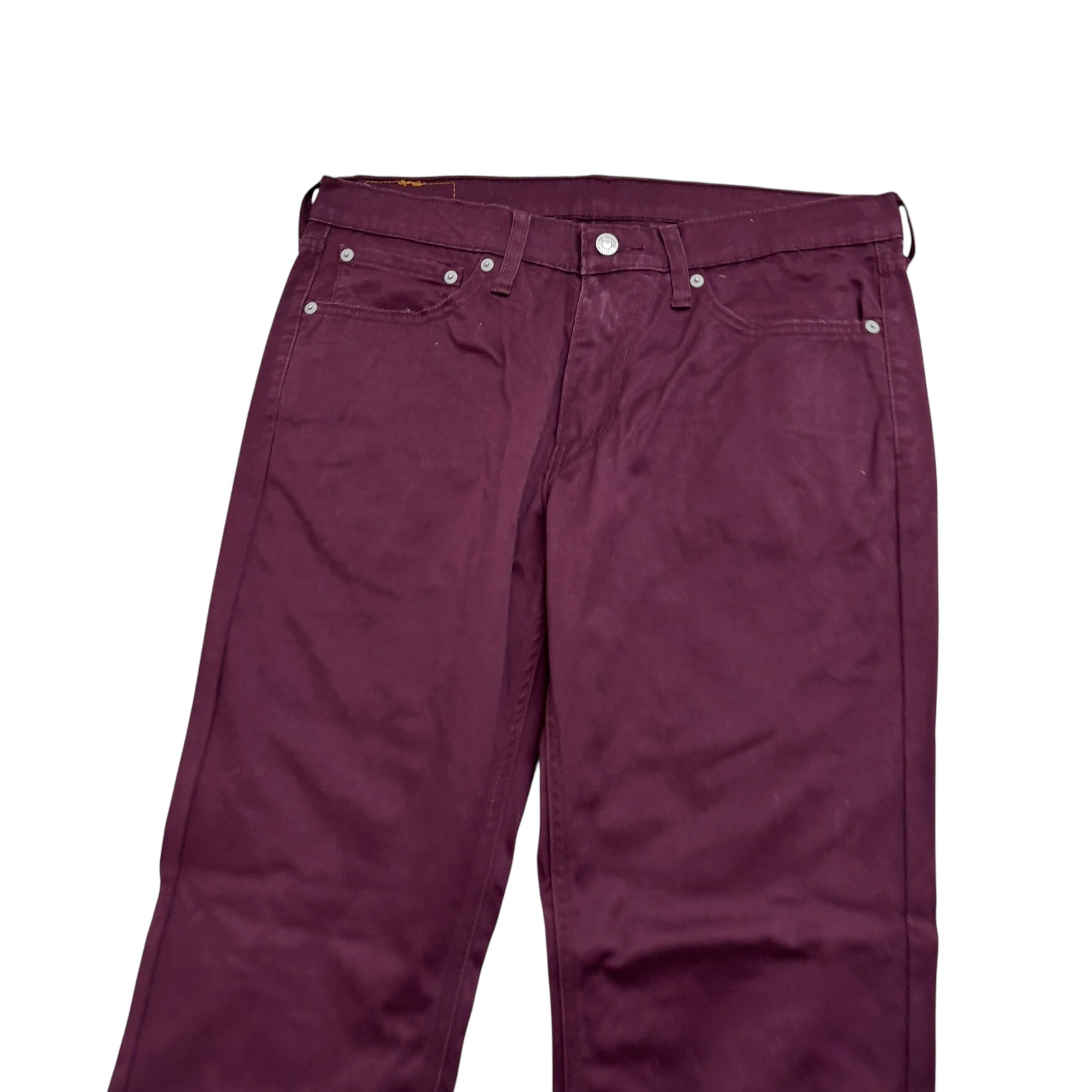 Levis 541 Trousers W33 L32 Mens Burgundy Regular Tapered Fit Stretch Pants