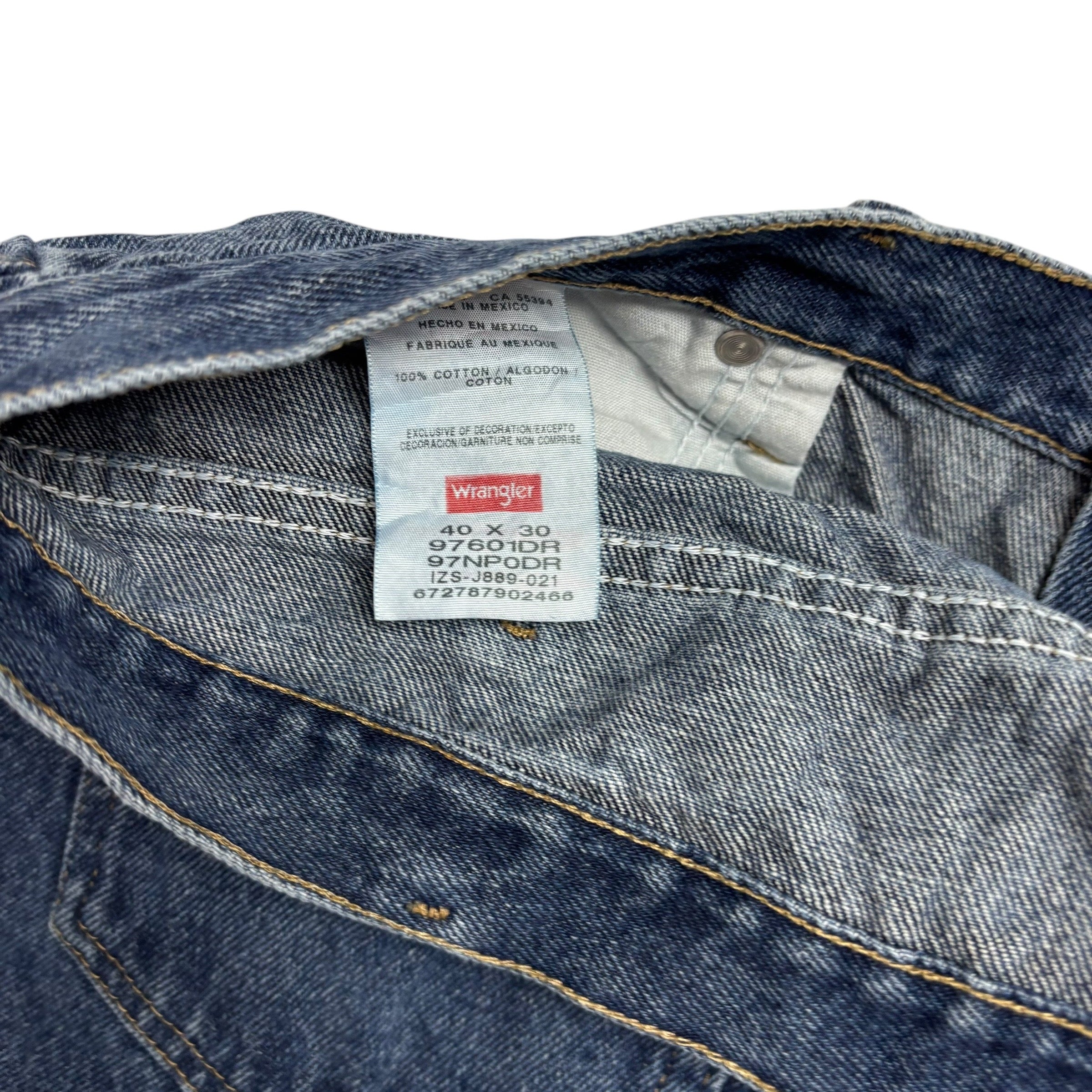 Wrangler Jeans W40 L30 Mens Mid Blue Baggy Relaxed Straight Fit Denim (E)