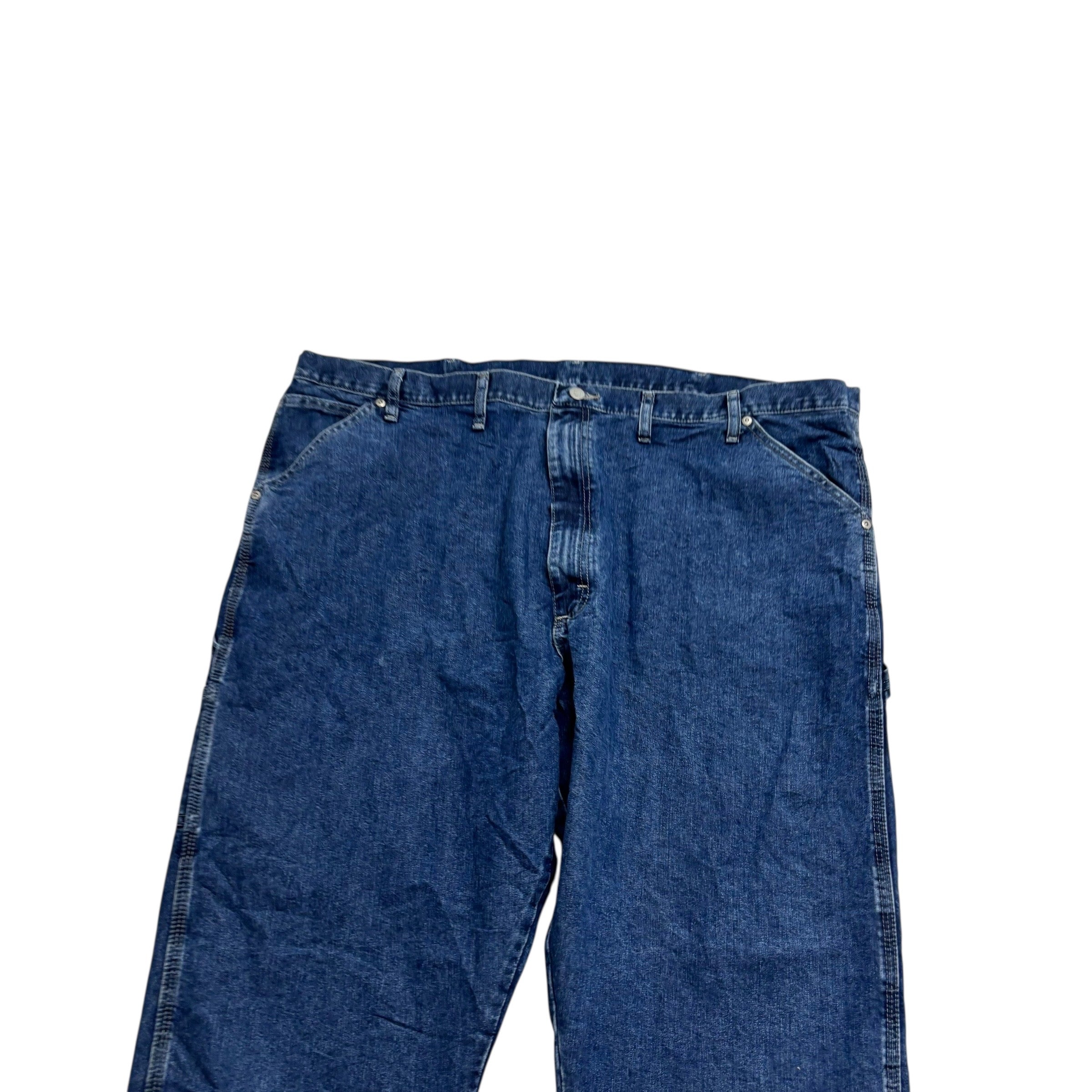 Wrangler Carpenter Jeans W46 L30 Mens Dark Blue Relaxed Straight Fit Denim (E)