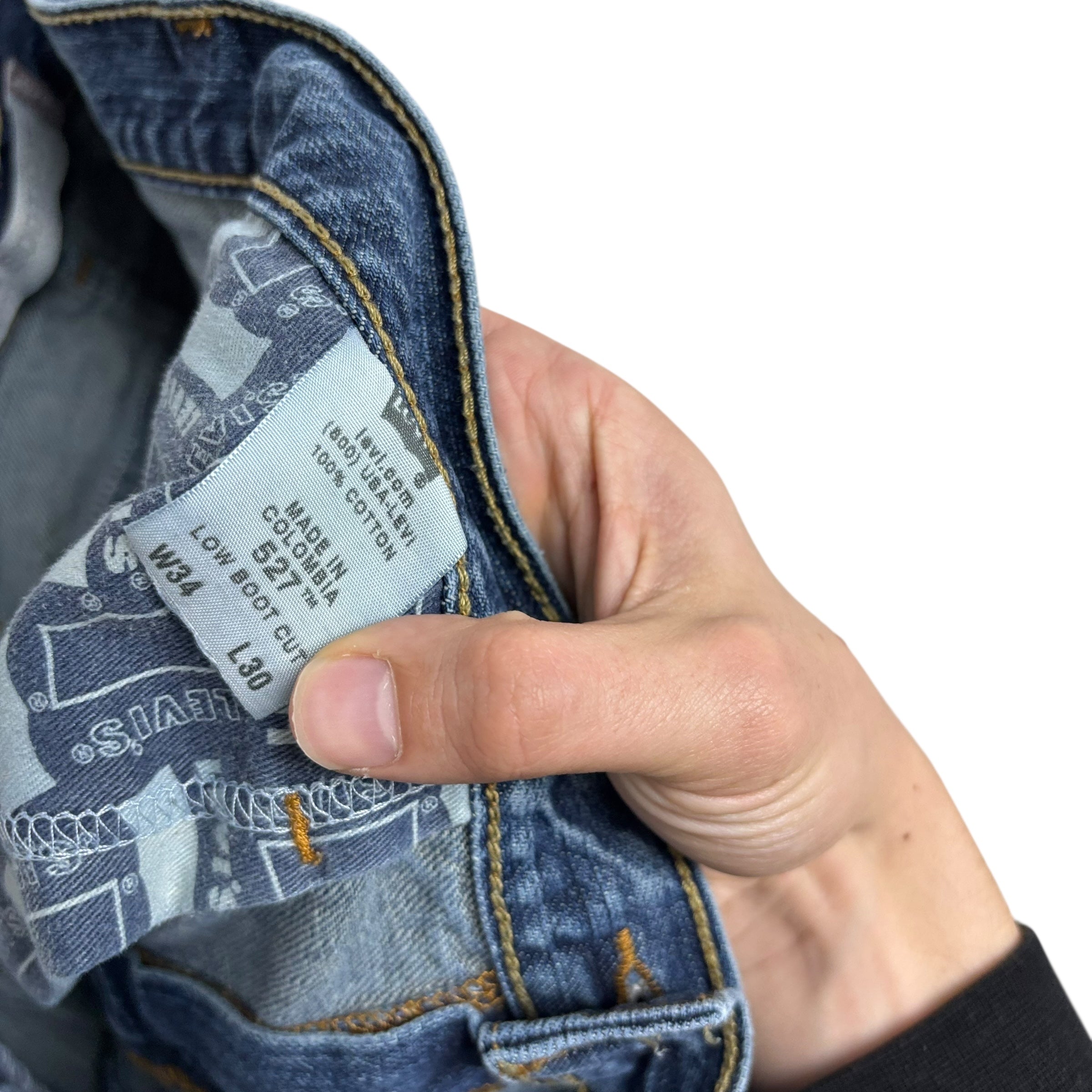 Levis 527 Jeans W34 L29 Mens Mid Blue Low Rise Bootcut Fit Vintage Denim (F)