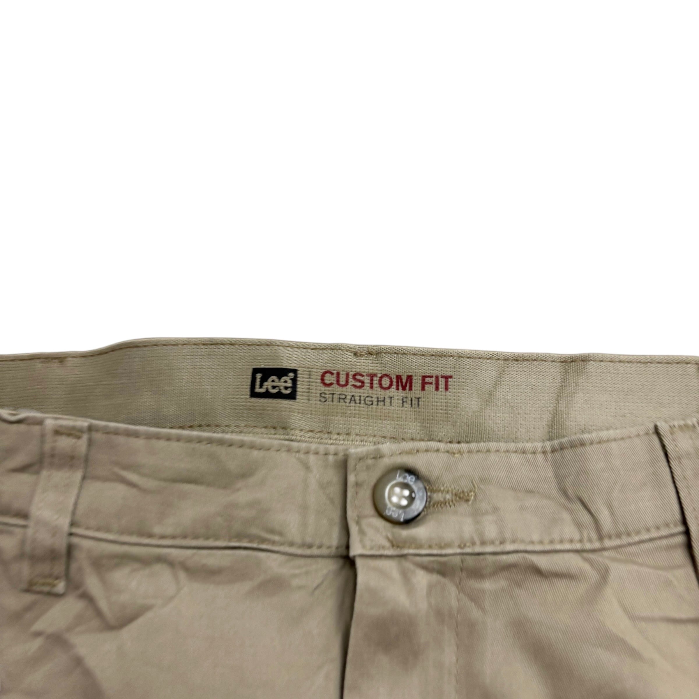 Lee Trousers W36 L32 Mens Beige Tan Relaxed Straight Fit Stretch Pants