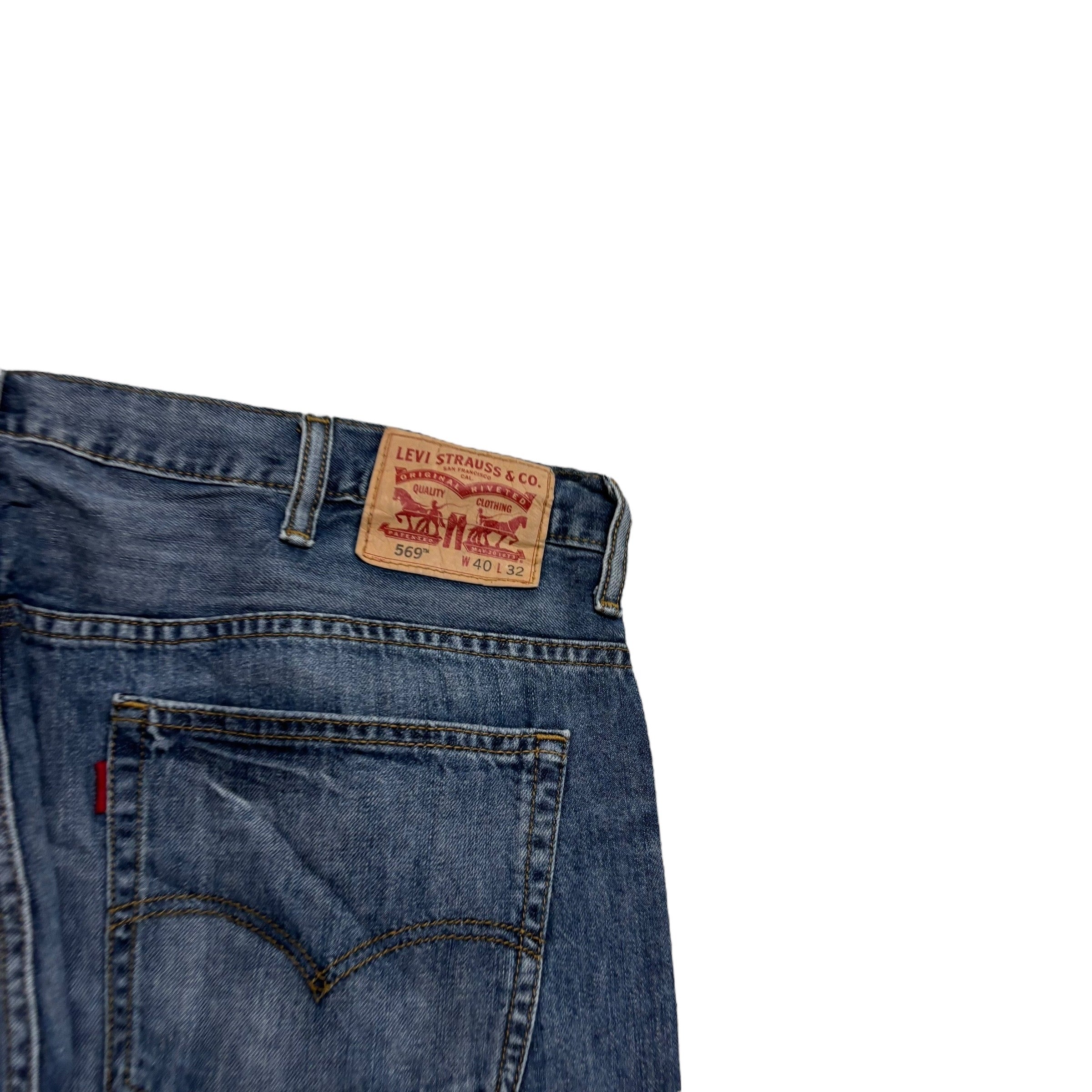 Levis 569 Jeans W40 L32 Mens Dark Blue Baggy Relaxed Straight Fit Denim