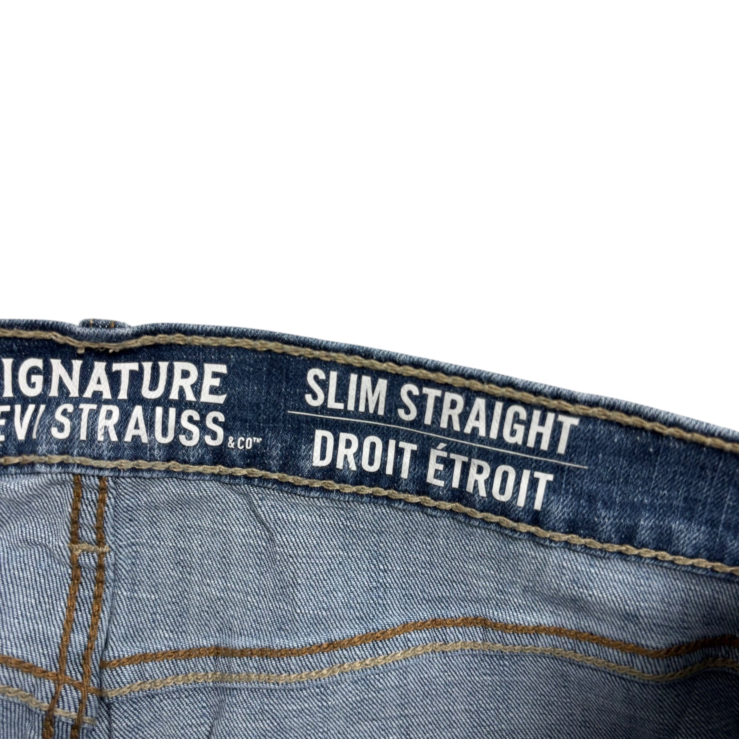 Levis Signature Jeans W34 L32 Mens Mid Blue Slim Straight Stretch Denim (E)