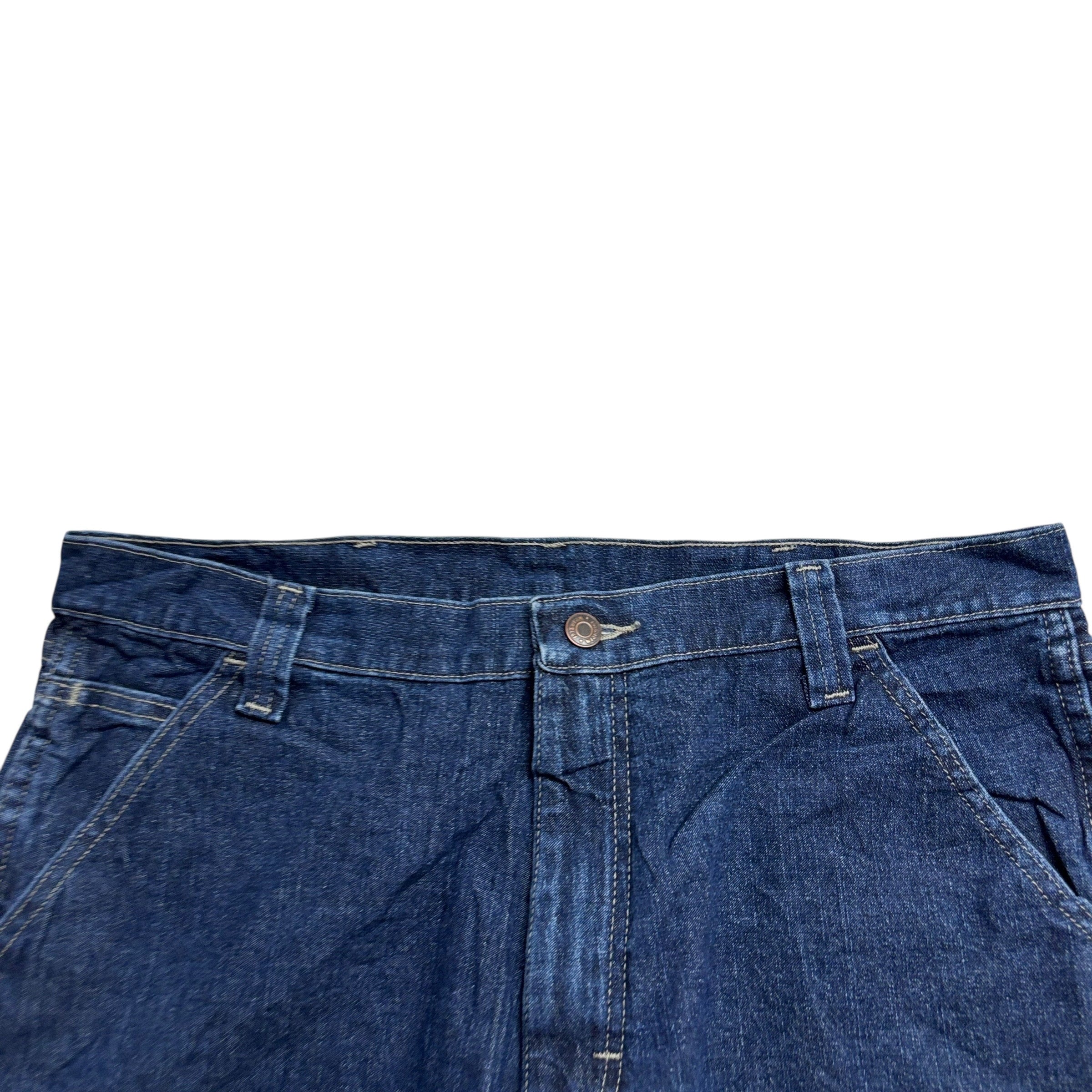 Wrangler Baggy Jorts W34 Mens Dark Blue Carpenter Denim Shorts Relax Stretch (E)