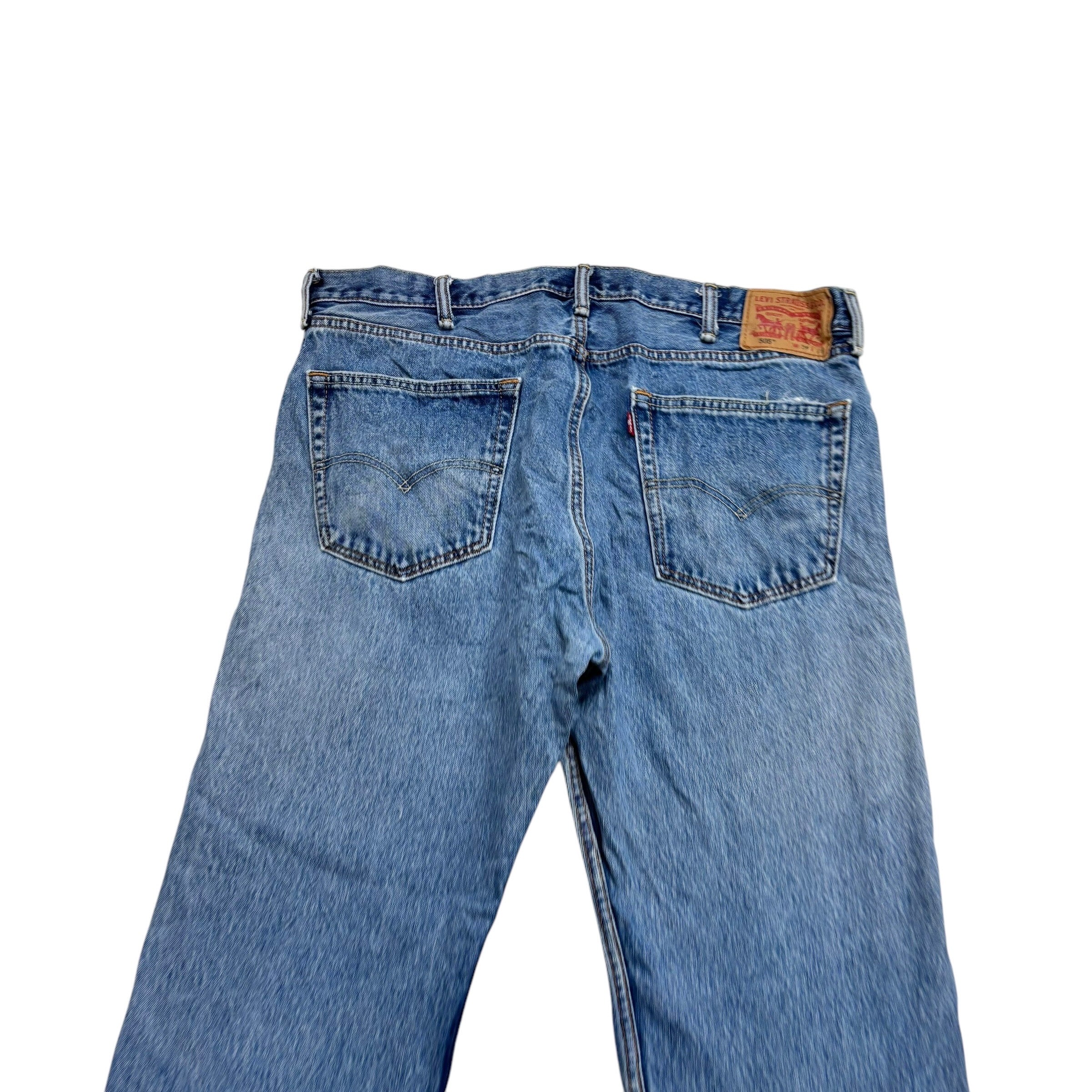Levis 505 Jeans W38 L29 Mens Mid Blue Regular Straight Fit Denim