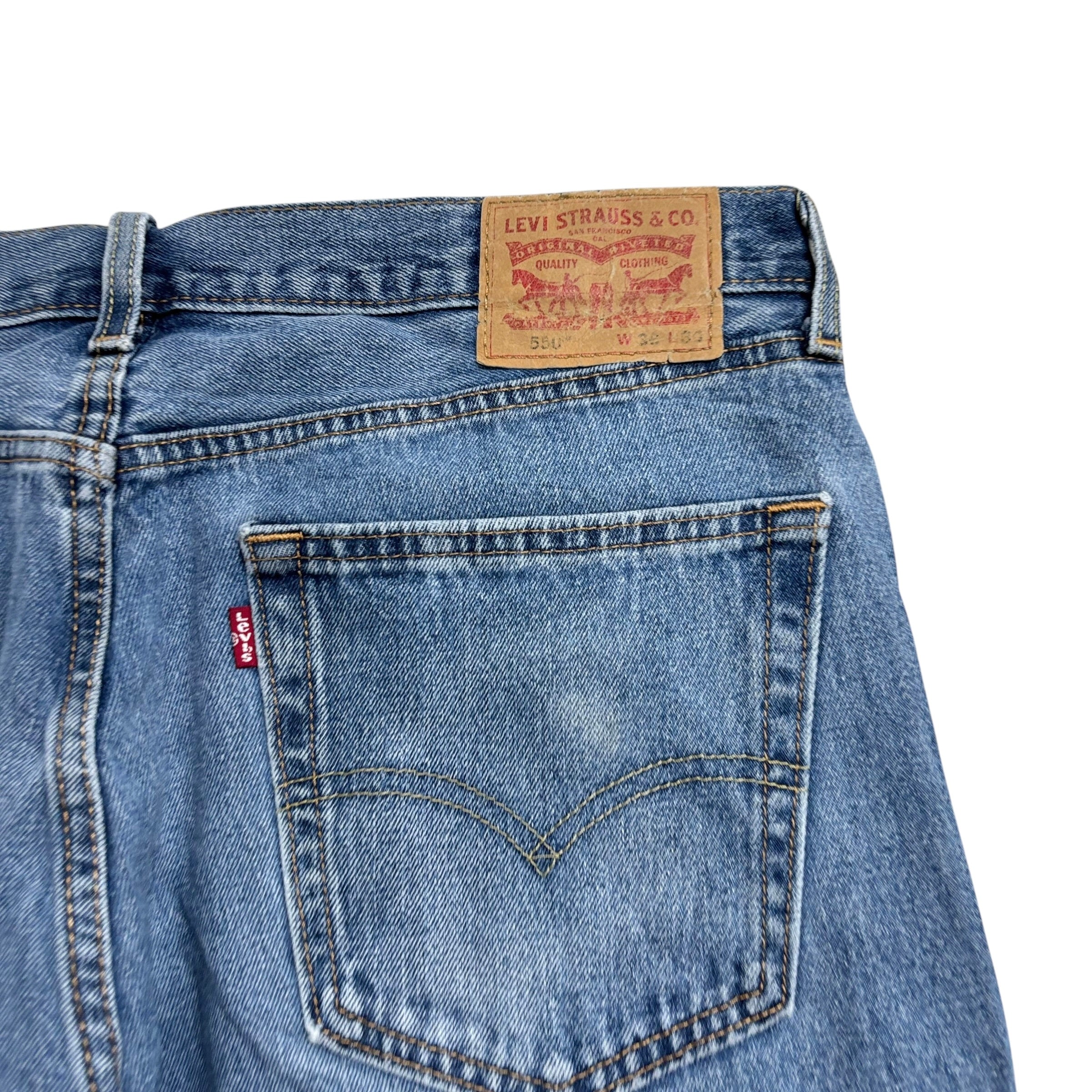 Levis 550 Jeans W36 L30 Mens Light Blue Baggy Relaxed Straight Fit Denim (E)