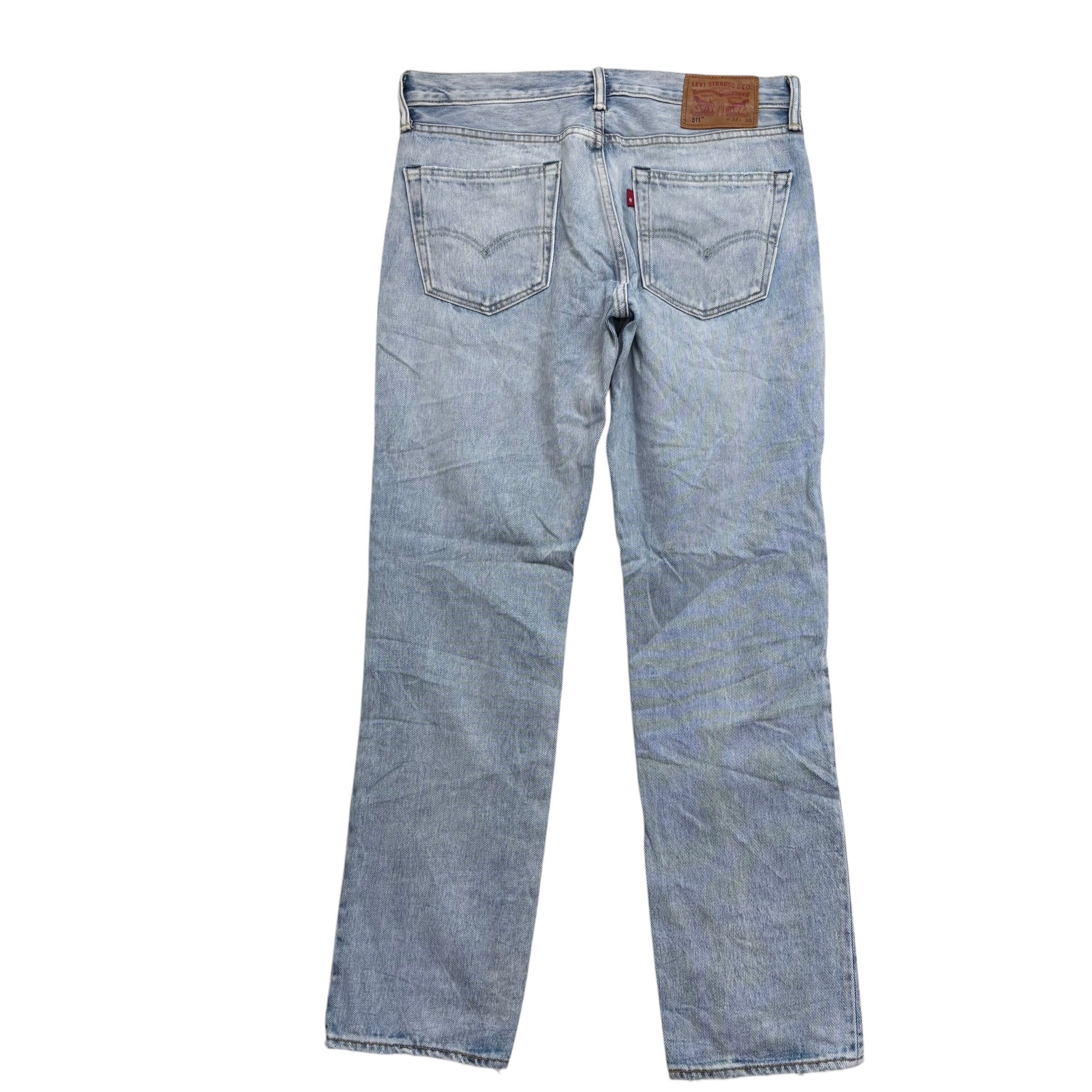 Levis 511 Jeans W32 L30 Mens Light Blue Slim Fit Distressed Denim