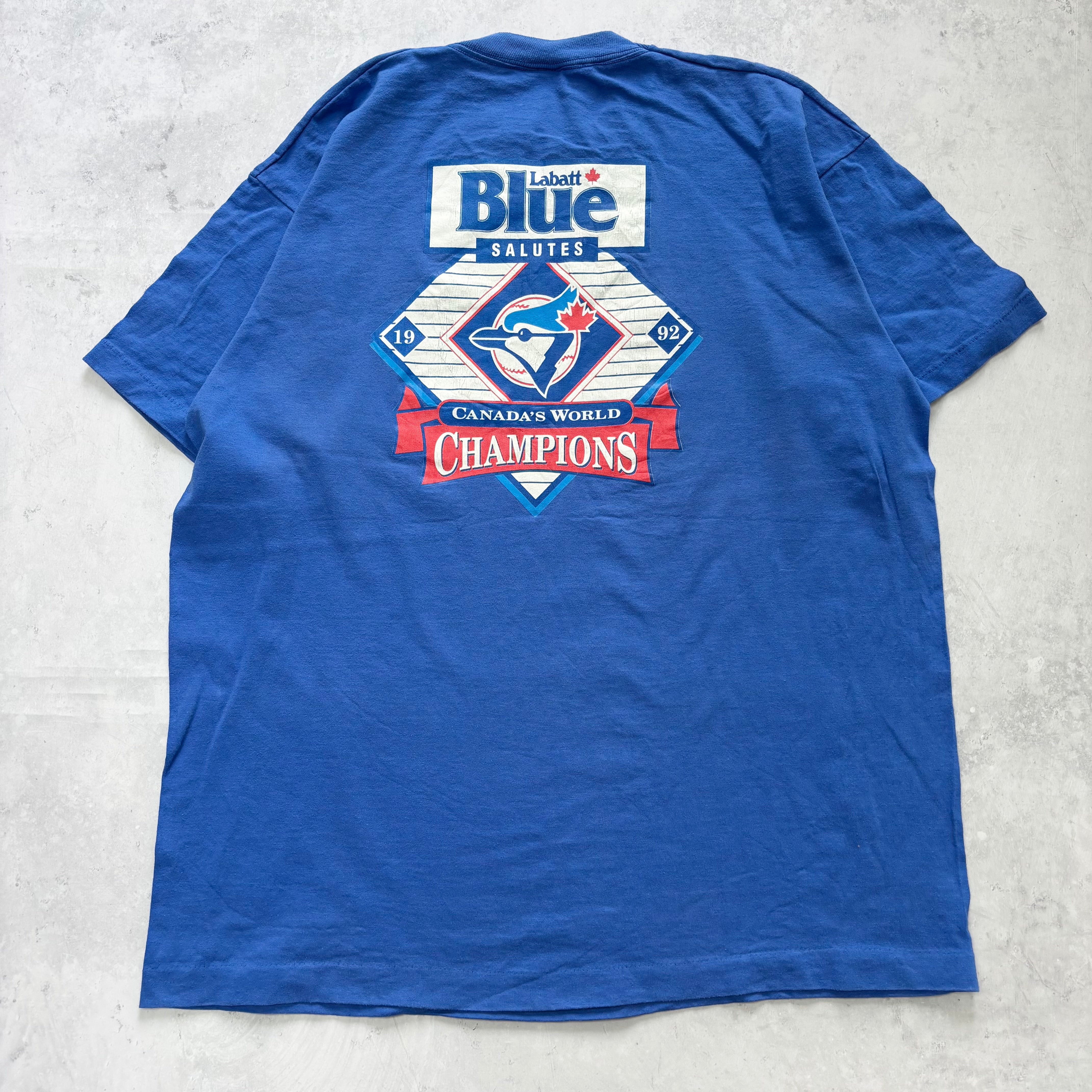 Vintage T Shirt Mens XL Blue Single Stitch Graphic Print 90s USA Beer (E)