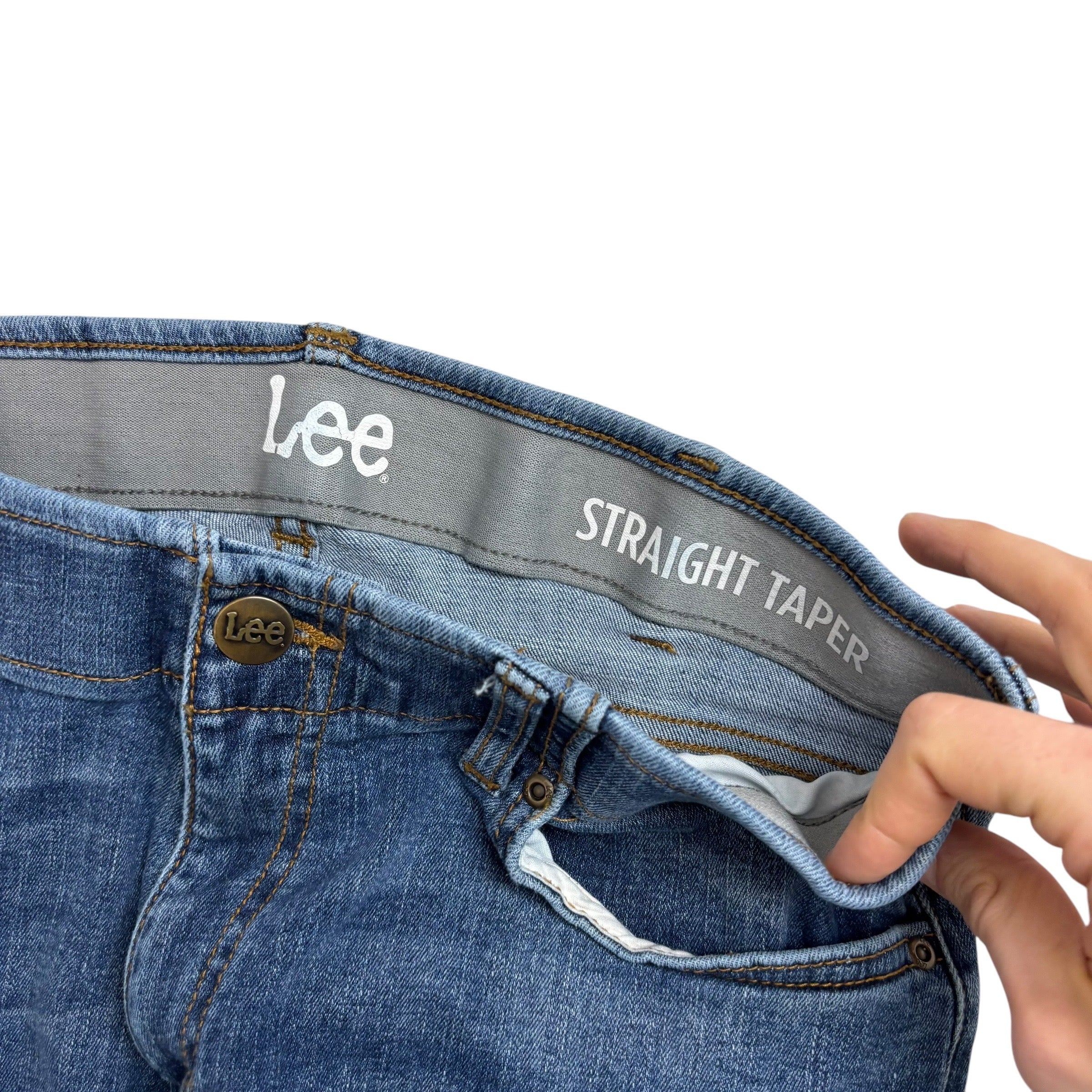 Lee Jeans W32 L29 Mens Mid Blue Regular Tapered Fit Stretch Denim (E)