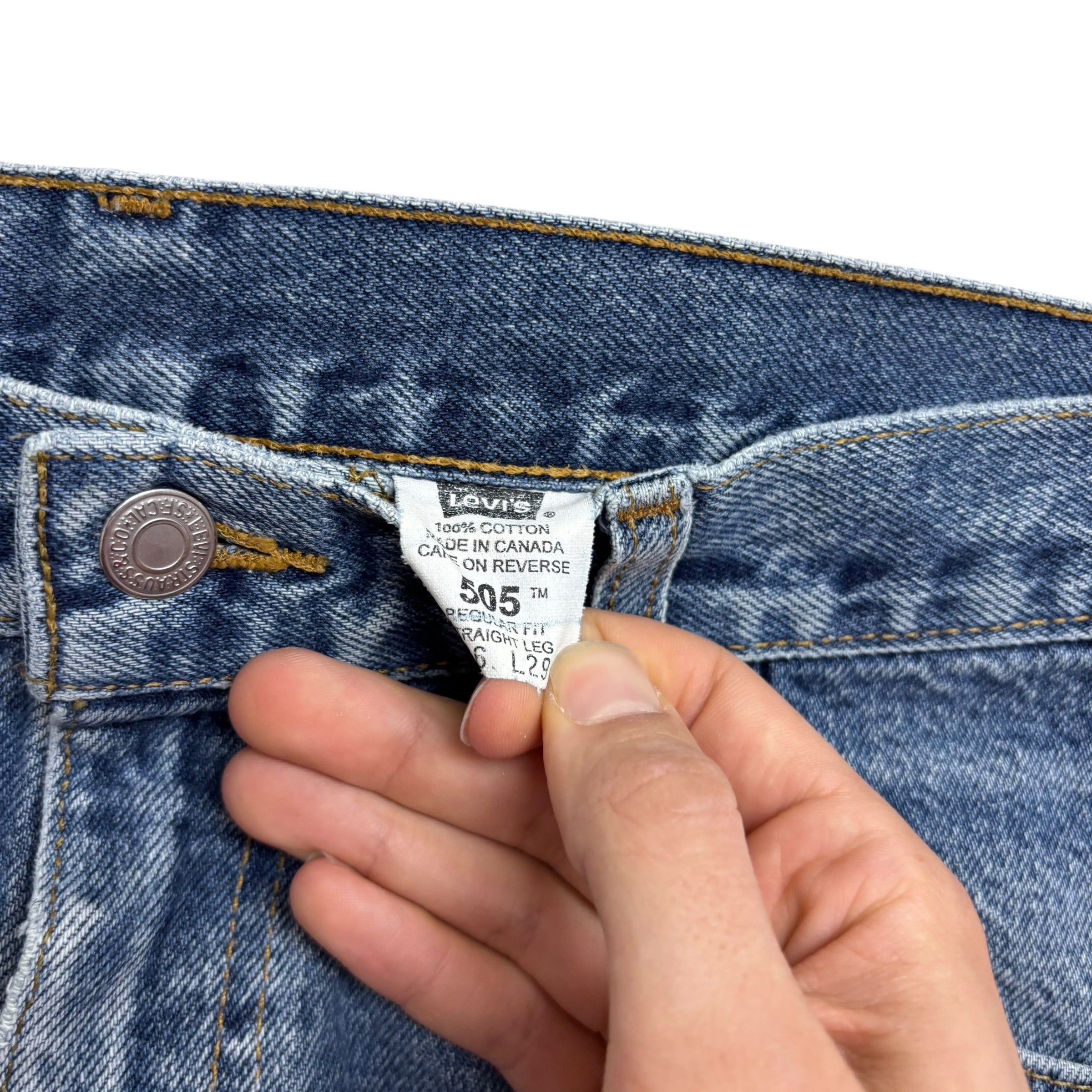 Levis 505 Jeans W34 L25 Mens Mid Blue Regular Straight Fit Vintage Denim