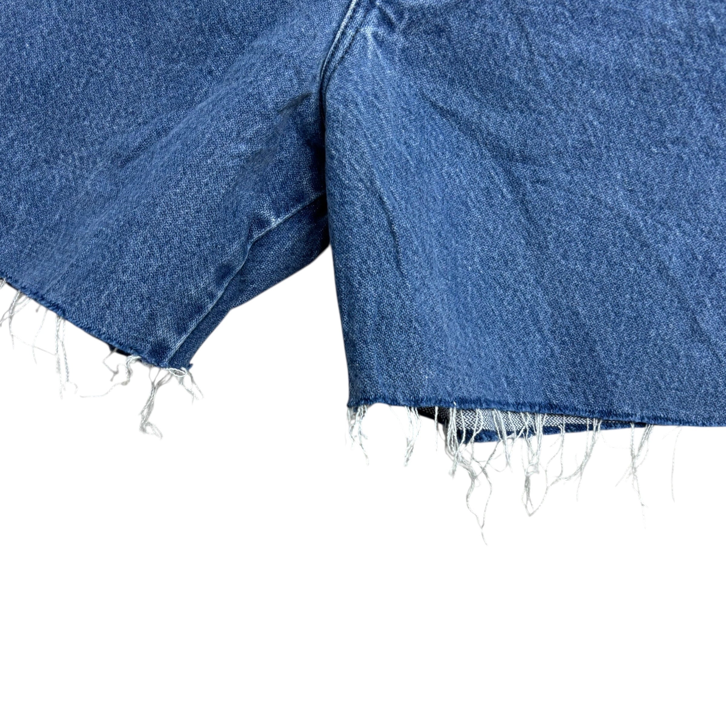 Wrangler Denim Shorts W33 Mens Mid Blue Cut Off 4in Regular Fit Vintage