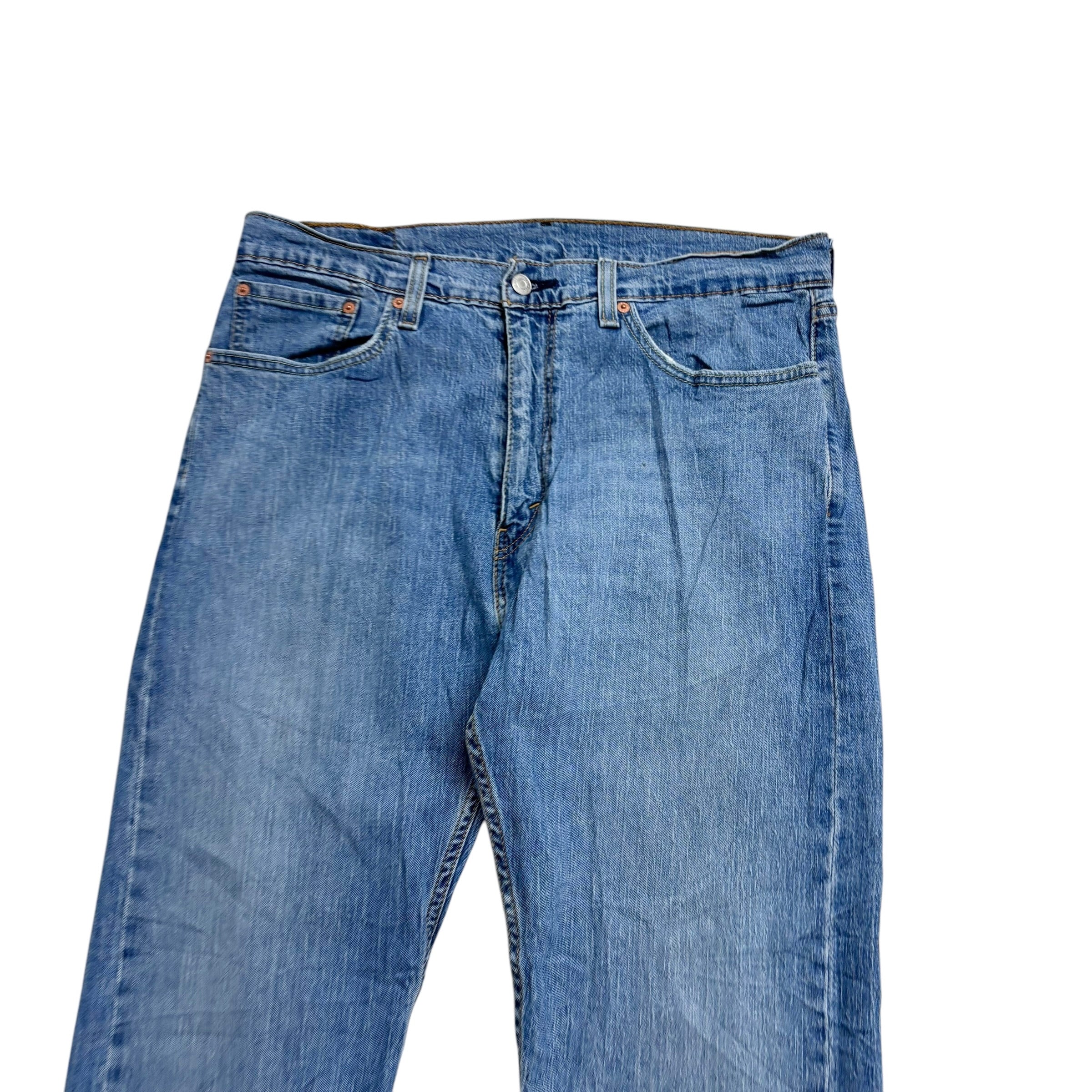 Levis 505 Jeans W36 L30 Mens Light Blue Regular Straight Fit Stretch Denim (E)