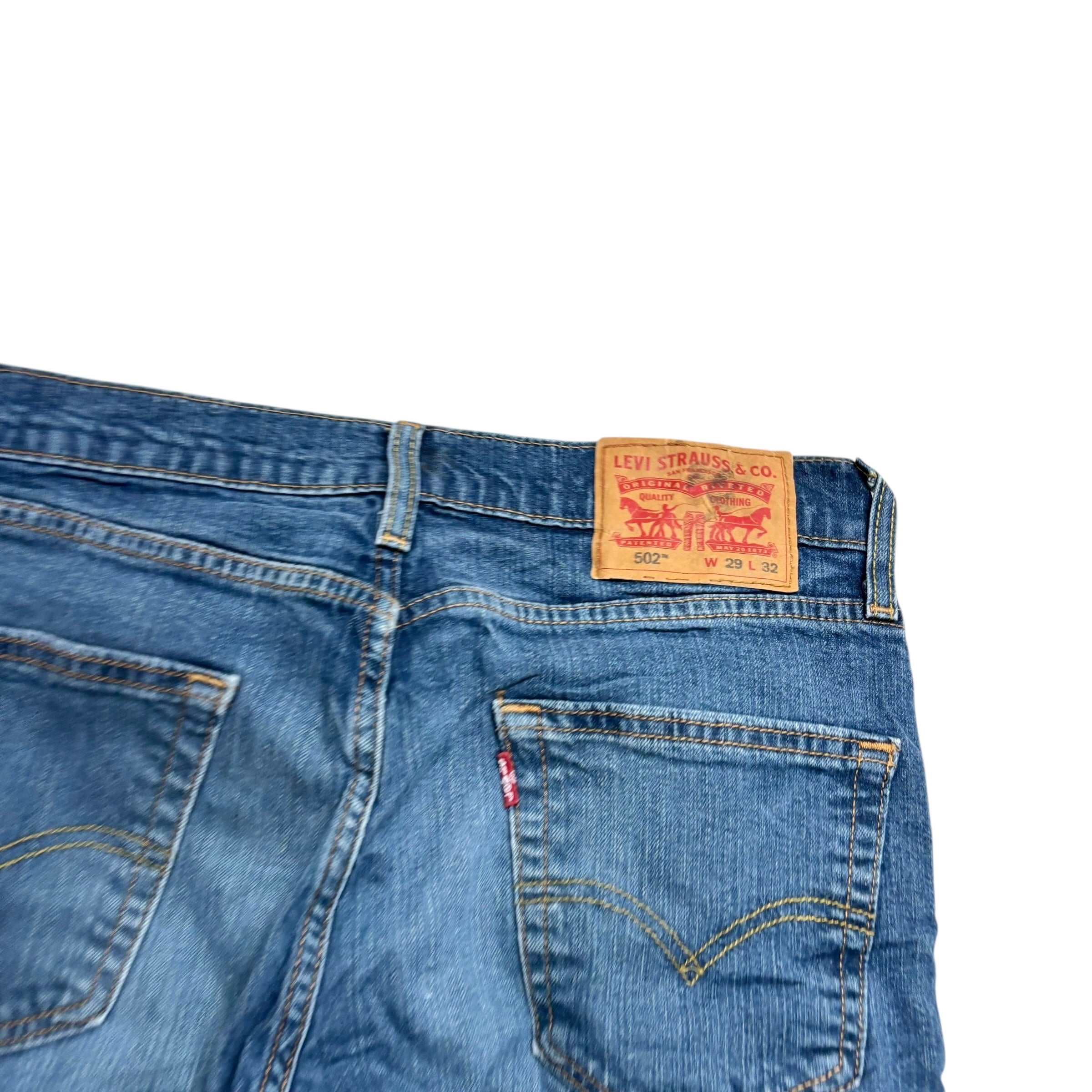 Levis 502 Jeans W30 L30 Mens Dark Blue Regular Tapered Fit Stretch Denim (E)