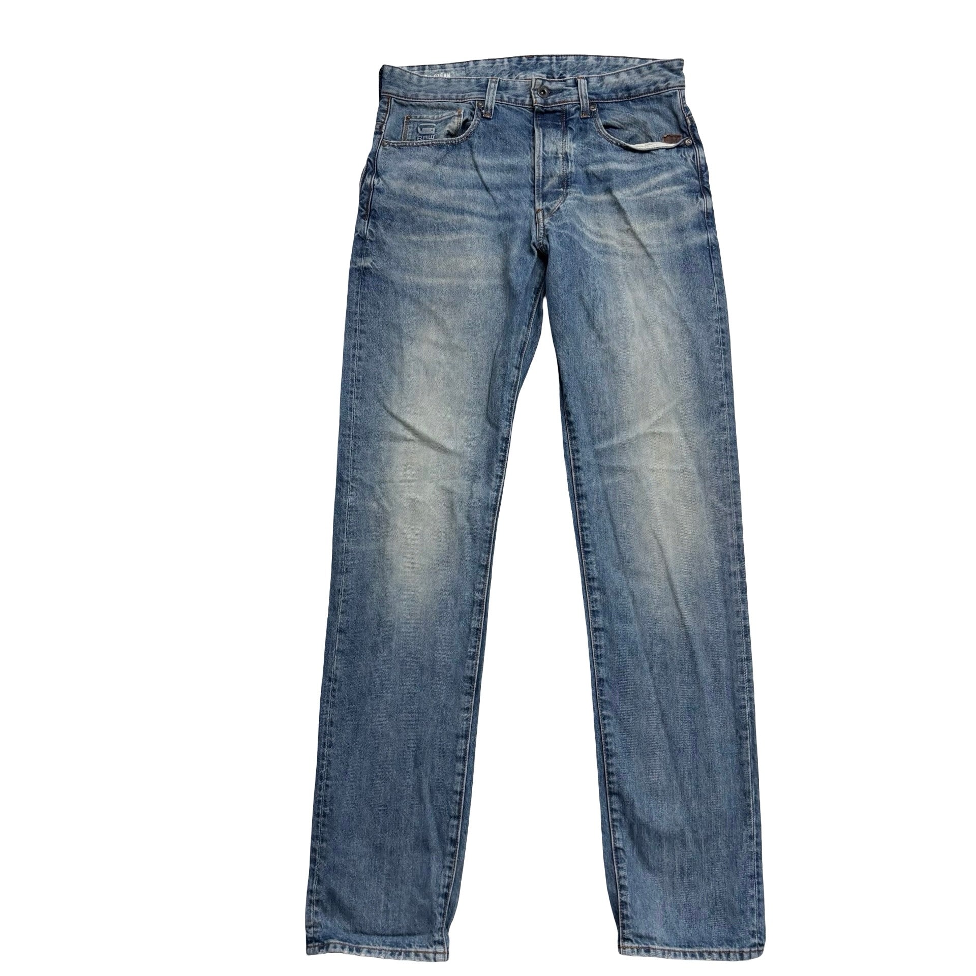 G Star Stean Jeans W30 L34 Mens Mid Blue Regular Tapered Fit Denim