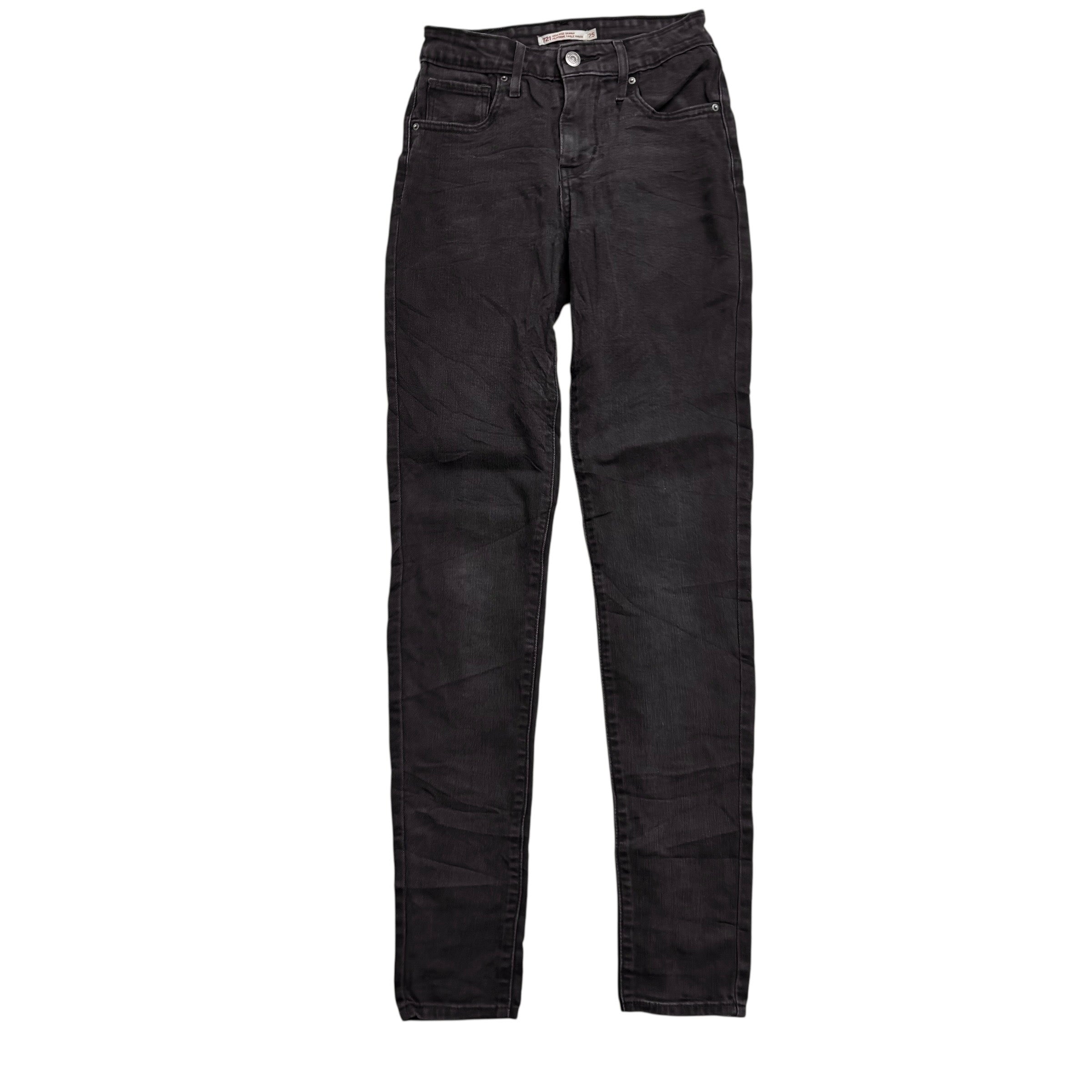 Levis Jeans W24 L32 Womens High Rise Skinny Fit Black Stretch Denim