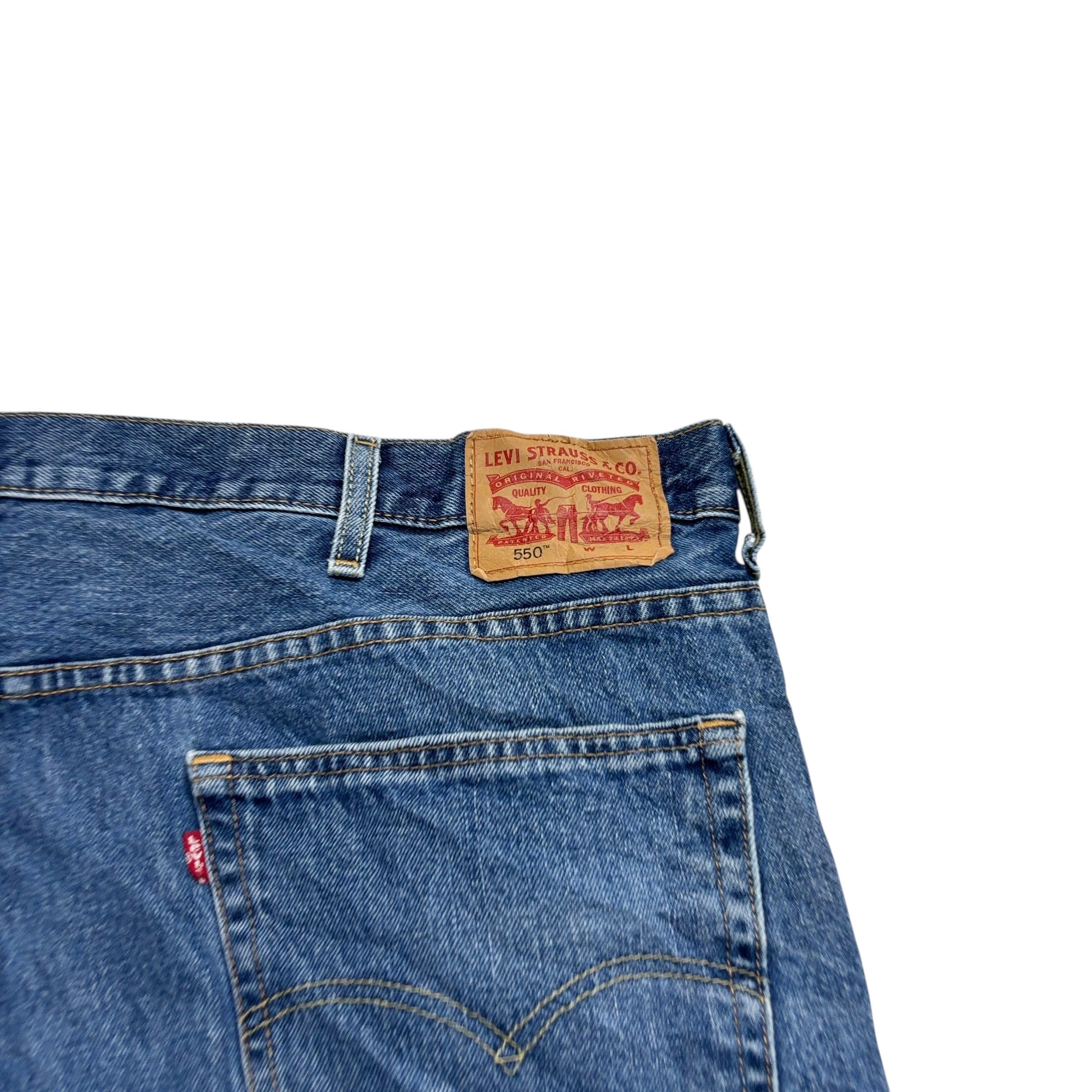 Levis 550 Jeans W50 L29 Mens Mid Blue Baggy Relaxed Straight Fit Denim (E)