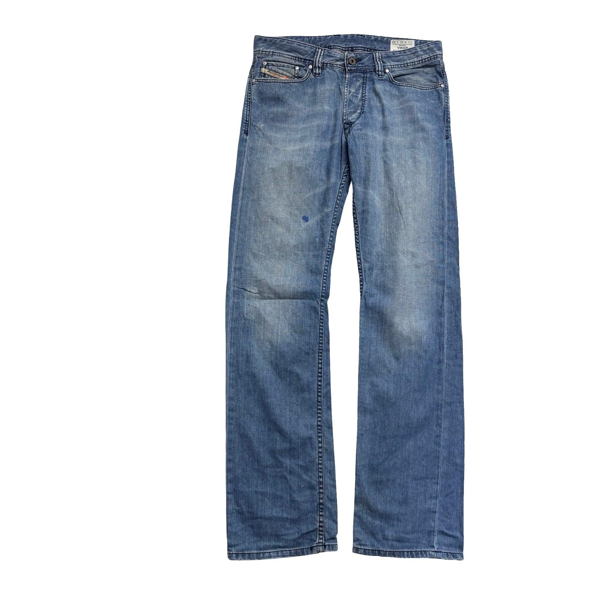 Diesel Viker Jeans W32 L33 Mens Blue Regular Straight Fit Denim (F)