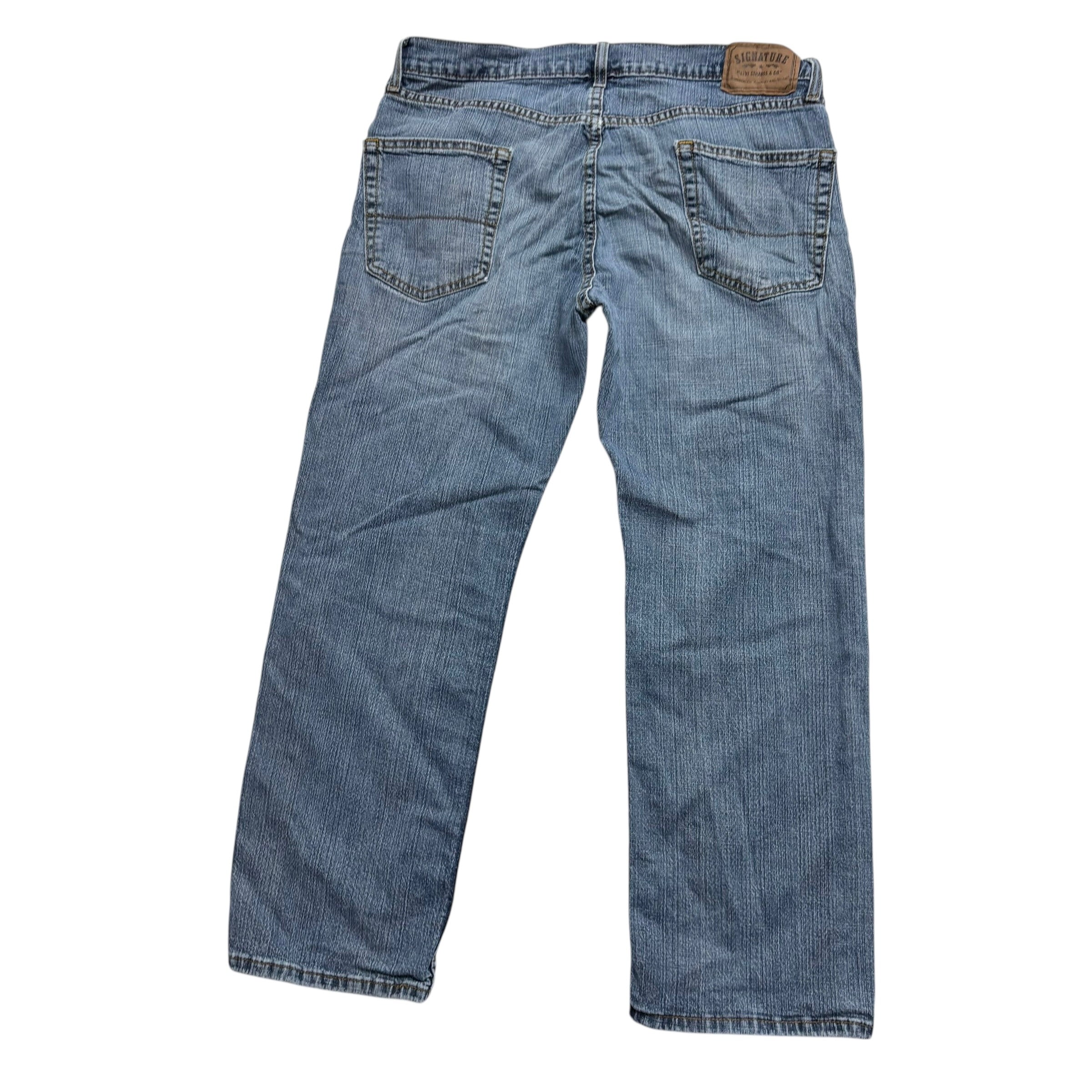 Levis Signature Jeans W34 L28 Mens Mid Blue Relaxed Straight Fit Denim (F)