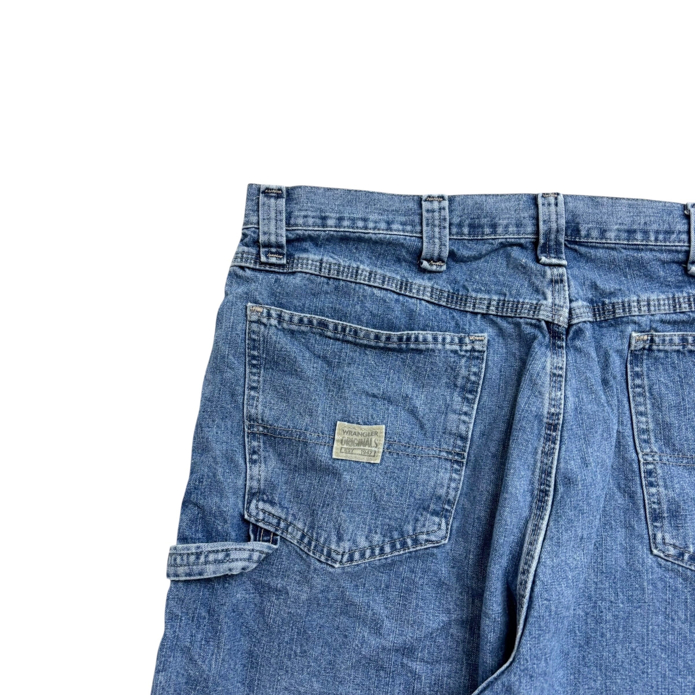 Wrangler Baggy Jorts W38 Mens Mid Blue Denim Shorts Relaxed Fit Carpenter (E)