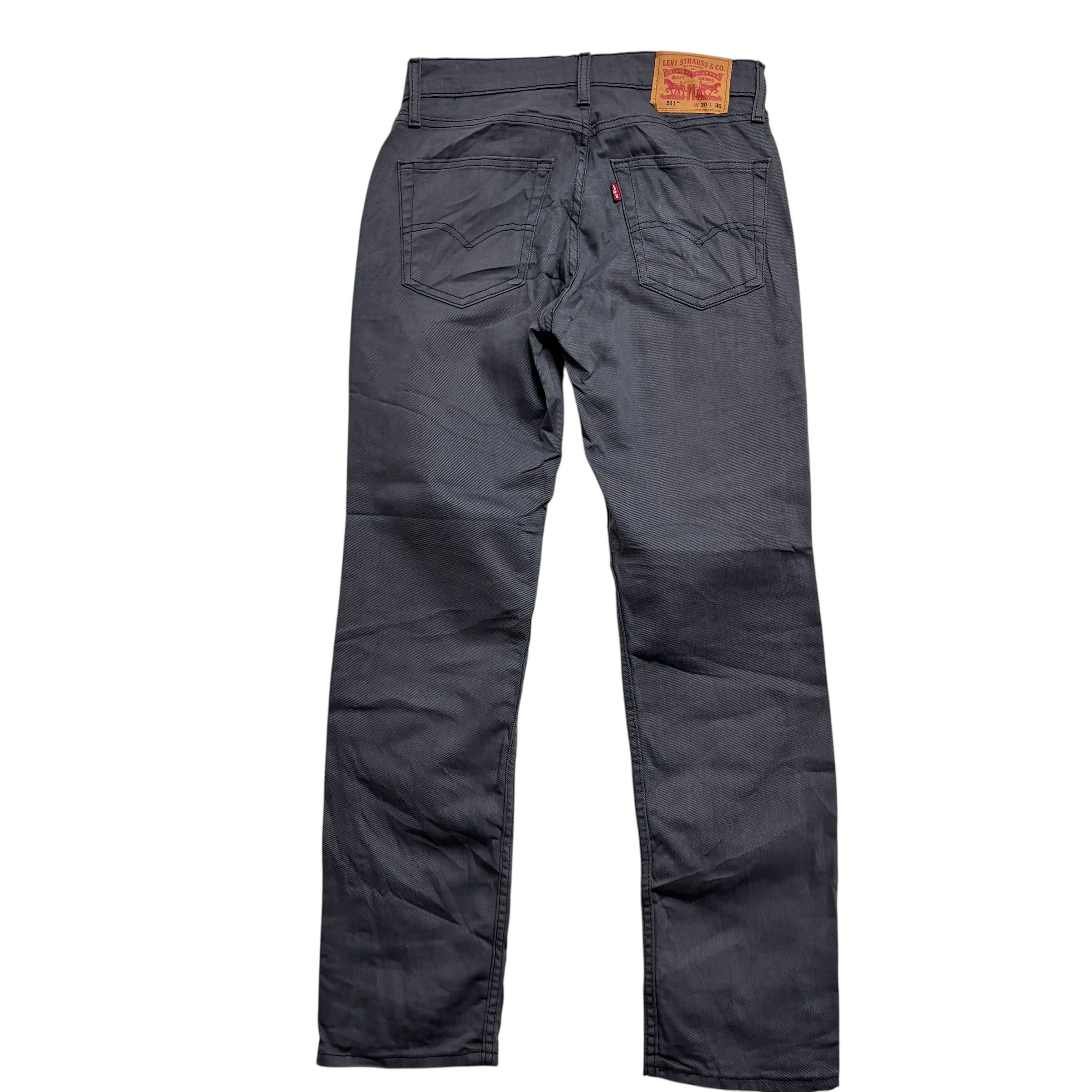 Levis 511 Jeans W30 L30 Mens Grey Slim Fit Stretch Denim (E)
