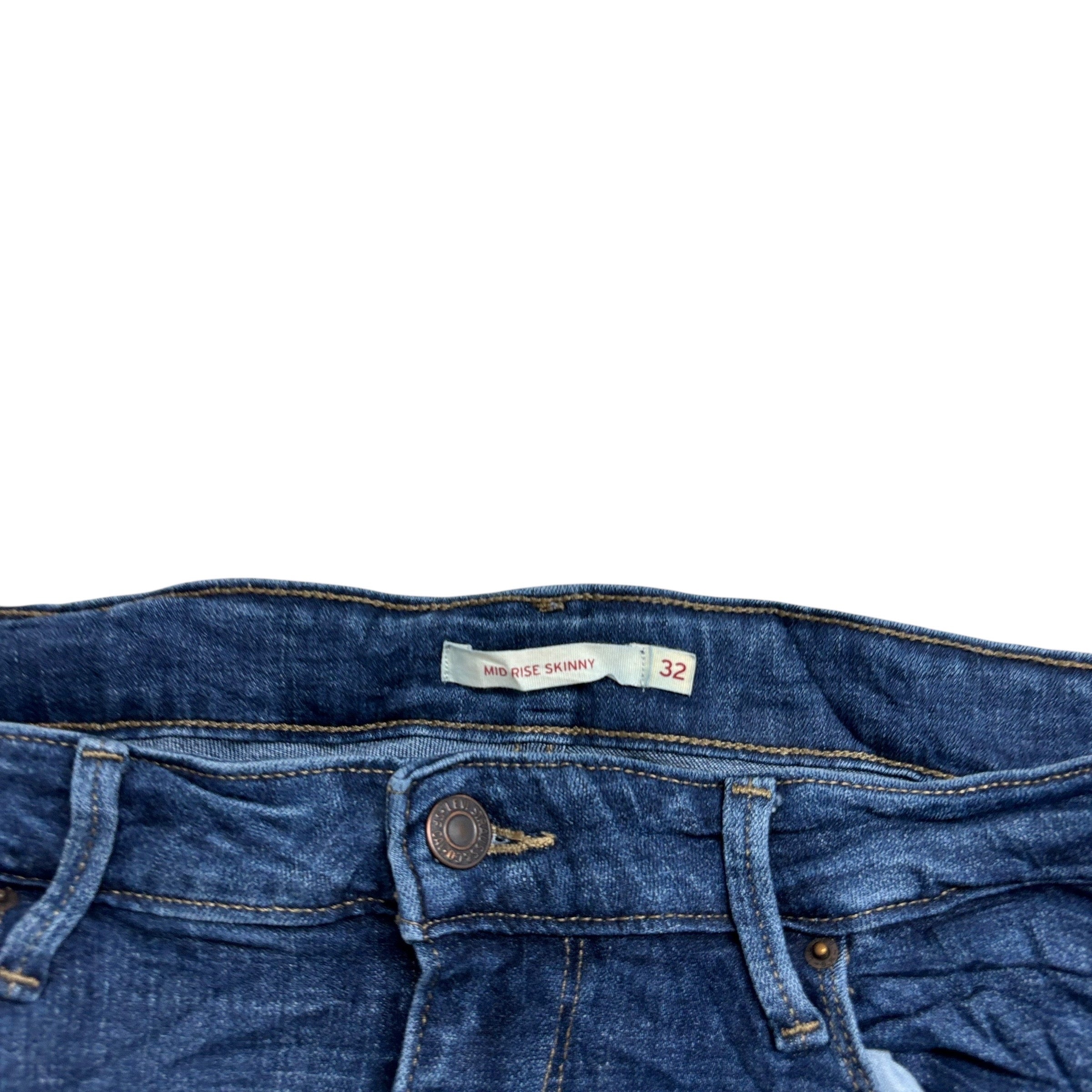 Levis Jeans W32 L30 Womens Mid Rise Skinny Fit Dark Blue Stretch Denim