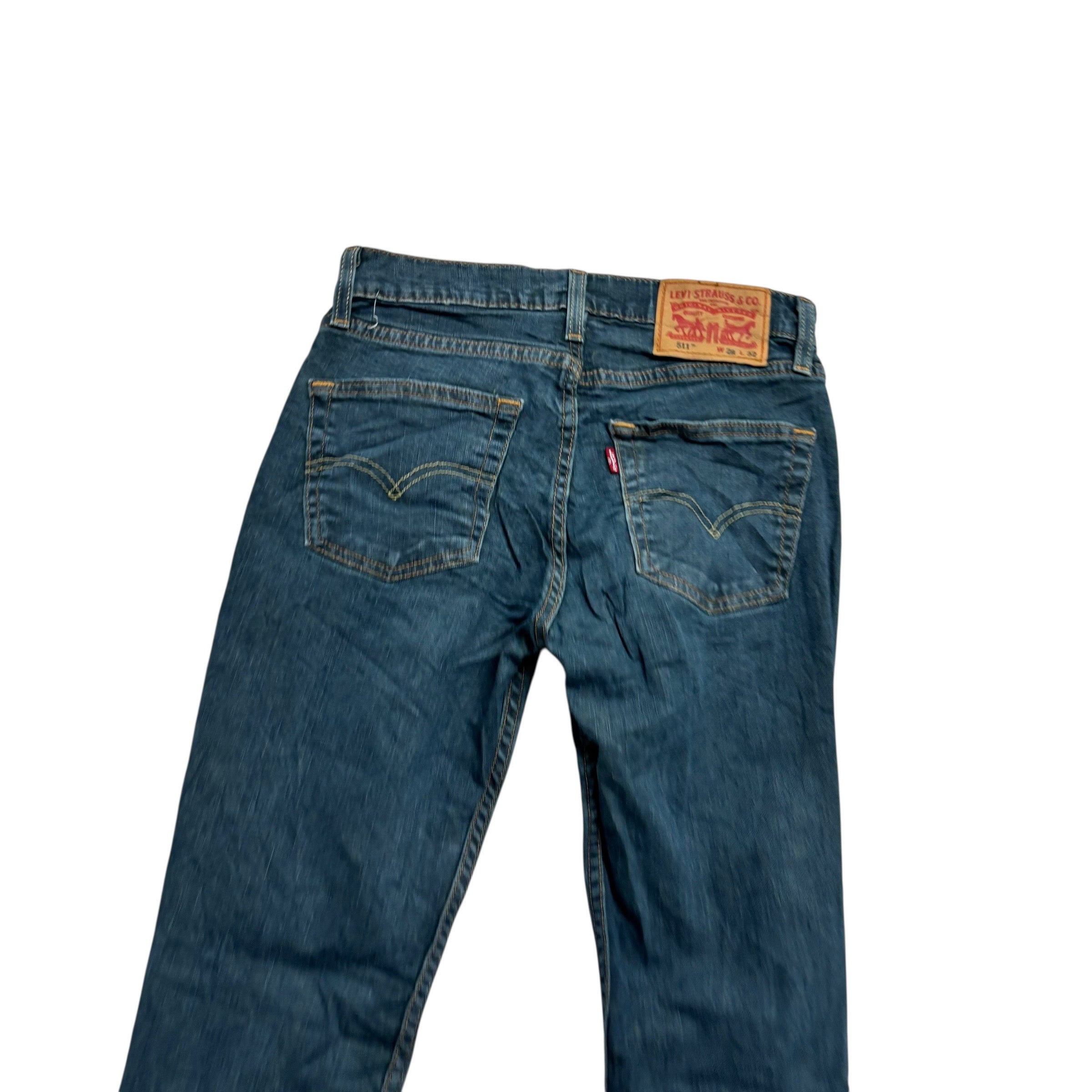 Levis 511 Jeans W28 L32 Mens Dark Blue Slim Fit Stretch Denim (E)