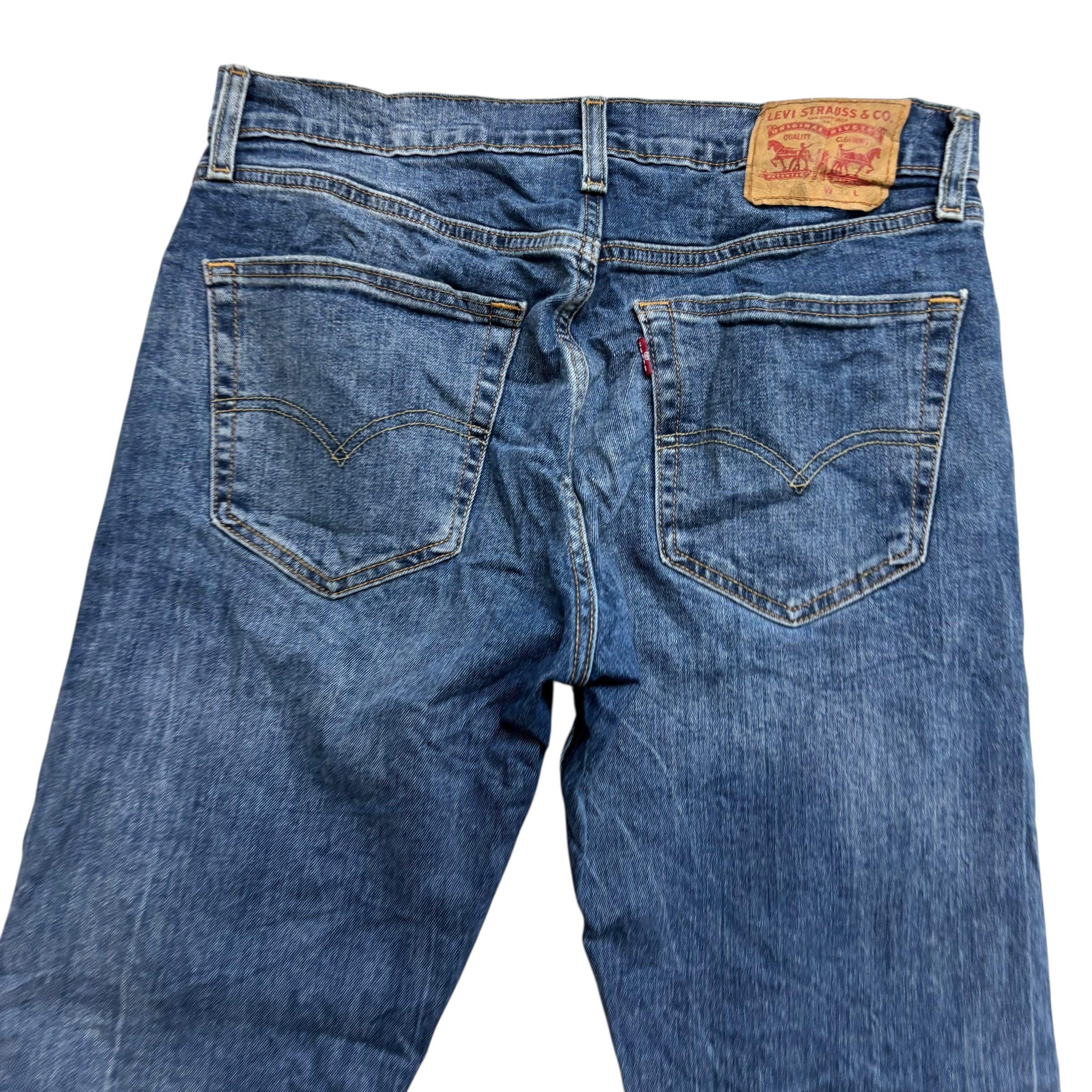 Levis 502 Jeans W32 L30 Mens Mid Blue Regular Tapered Fit Stretch Denim (E)