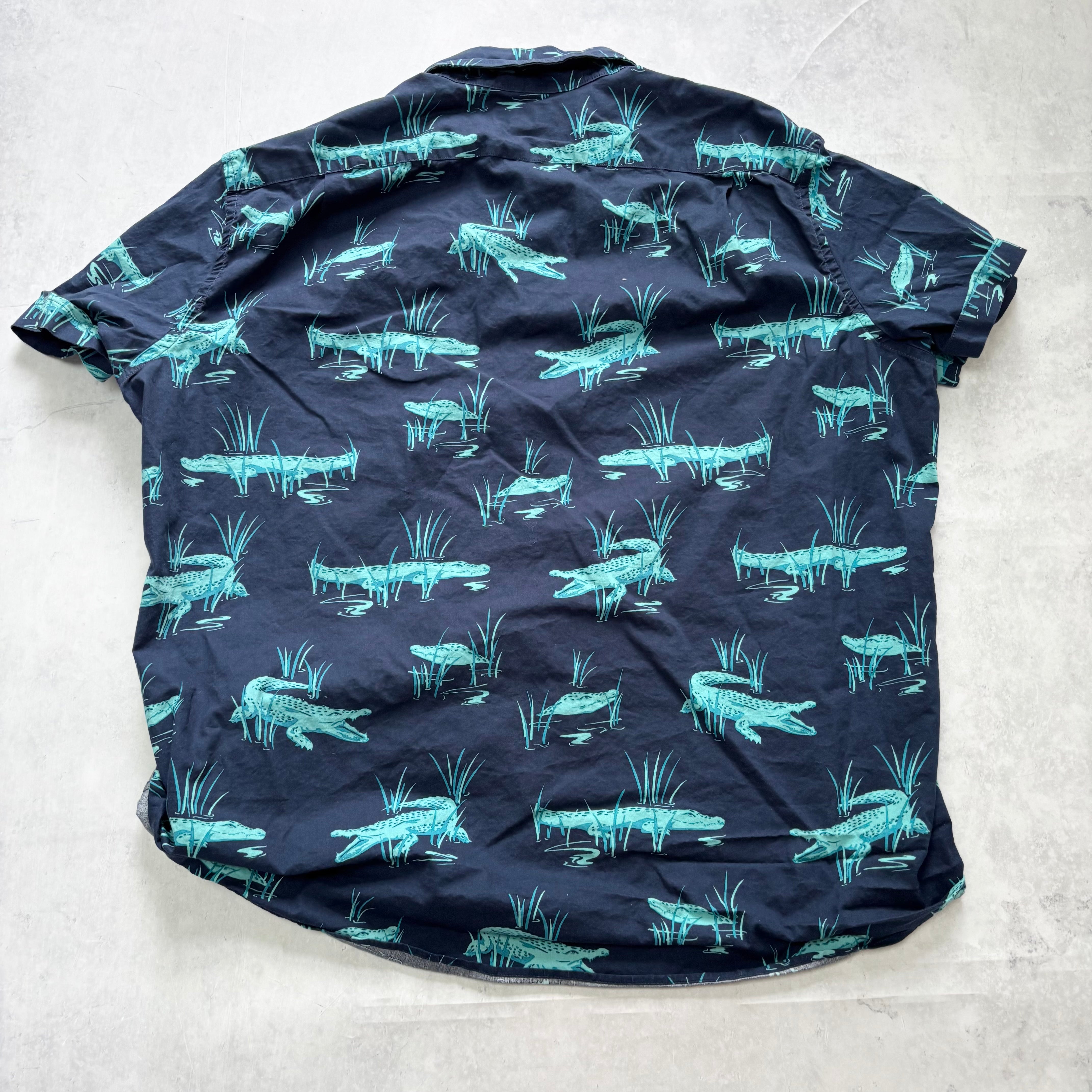 Sonoma Hawaiian Shirt Mens XXL Navy Aloha Short Sleeve Cotton Regular Fit (E)