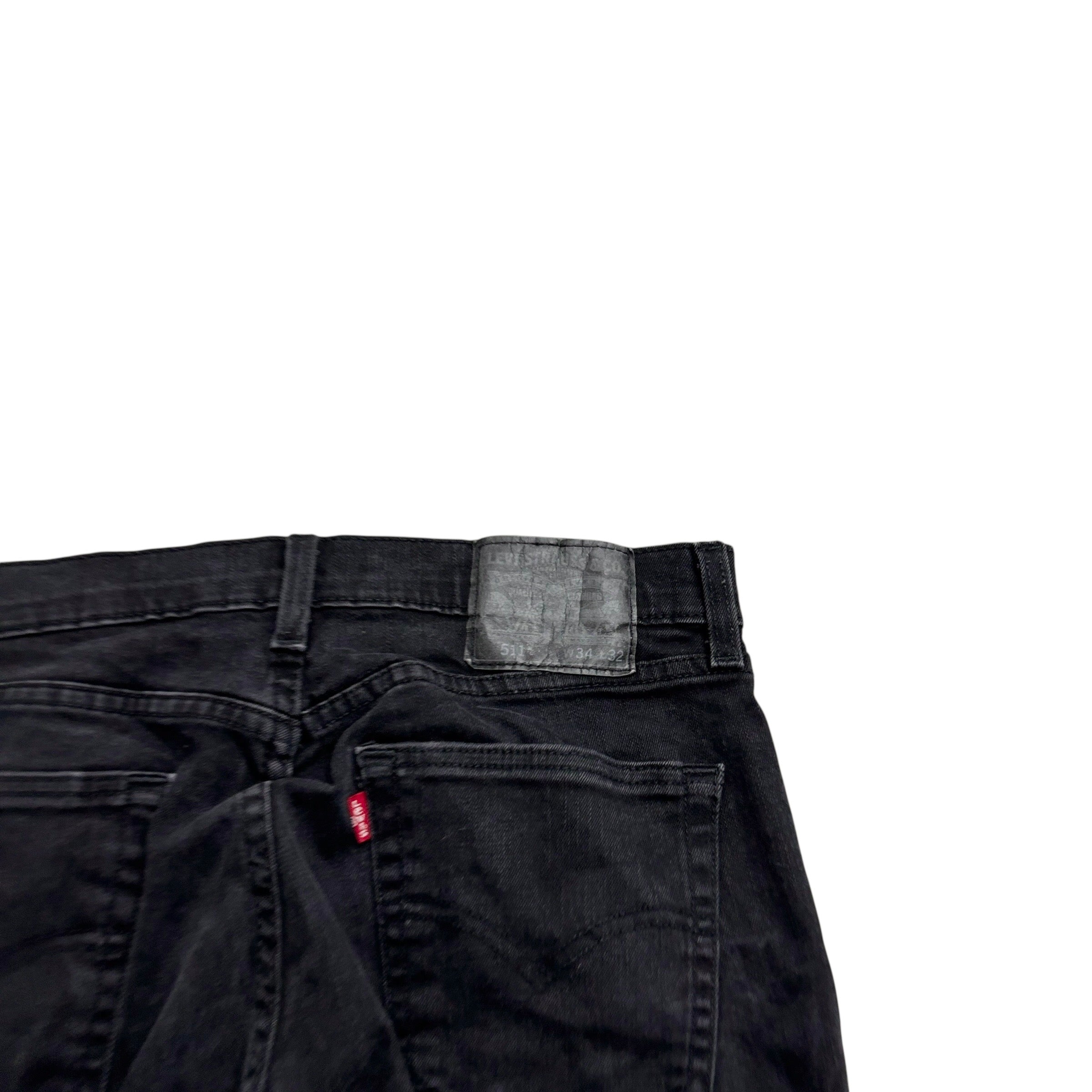 Levis 511 Jeans W34 L30 Mens Black Slim Fit Stretch Denim (E)