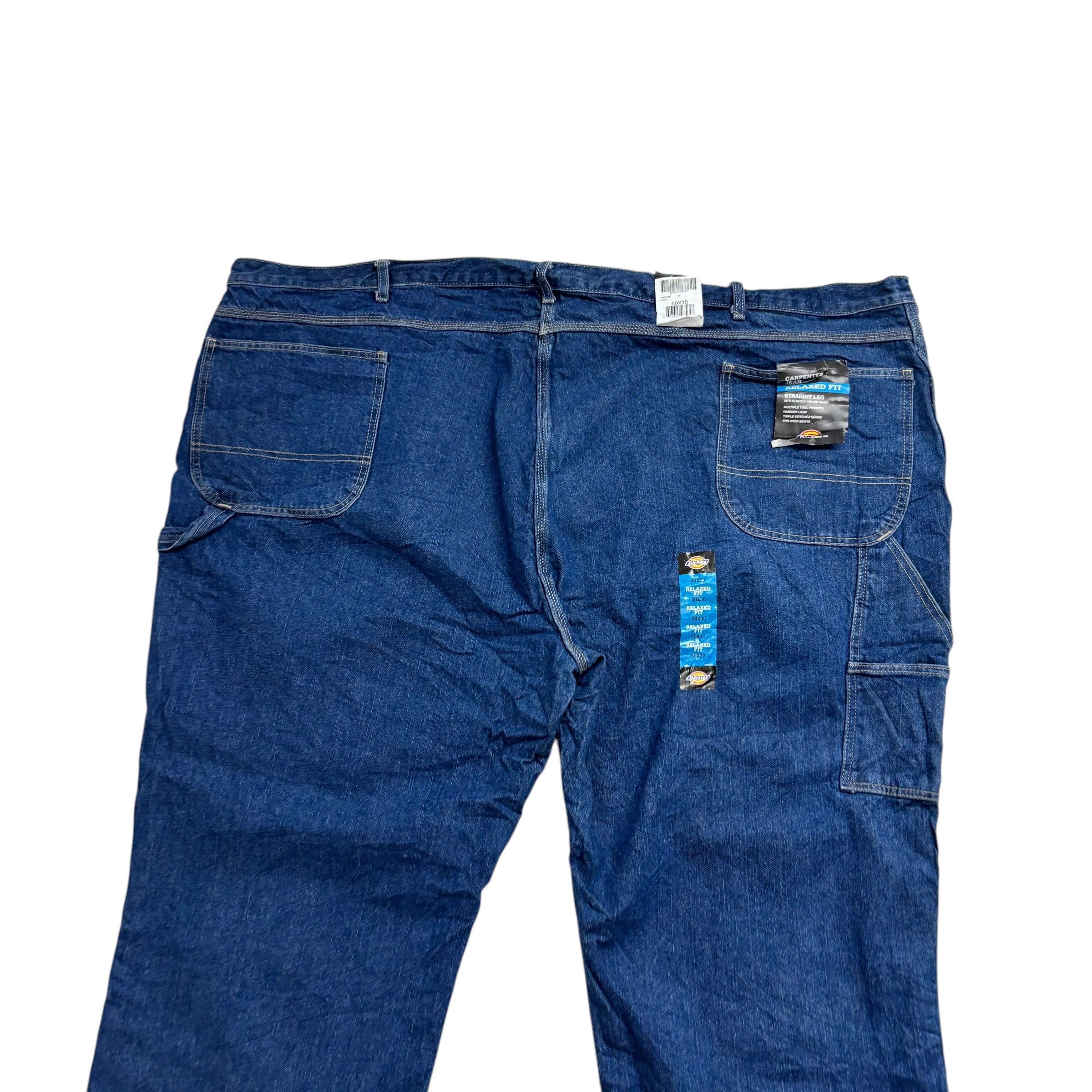 Dickies Carpenter Jeans W60 L30 Mens Mid Blue Relaxed Straight Fit Pants (E)