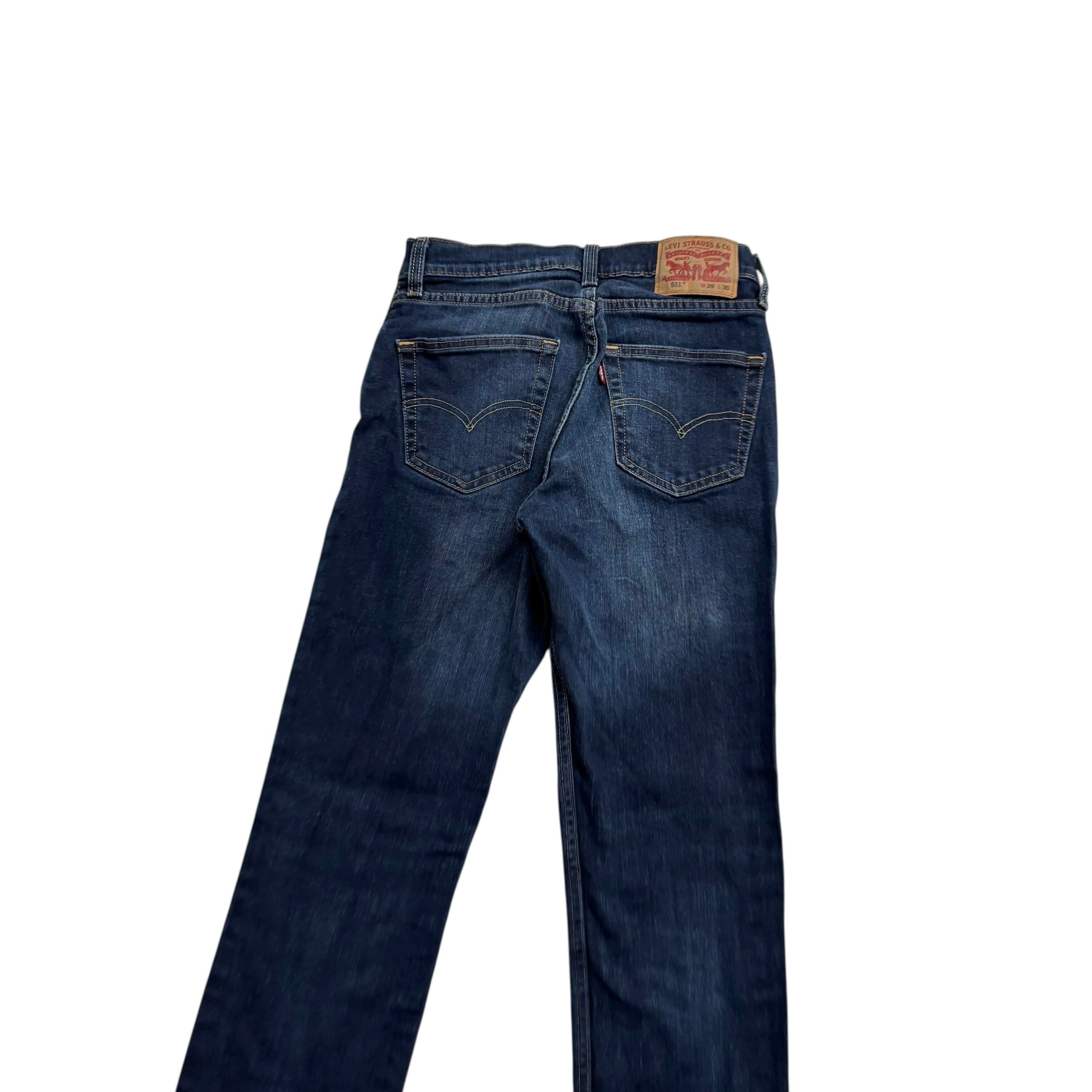 Levis 511 Jeans W28 L30 Mens Dark Blue Slim Fit Stretch Denim (E)