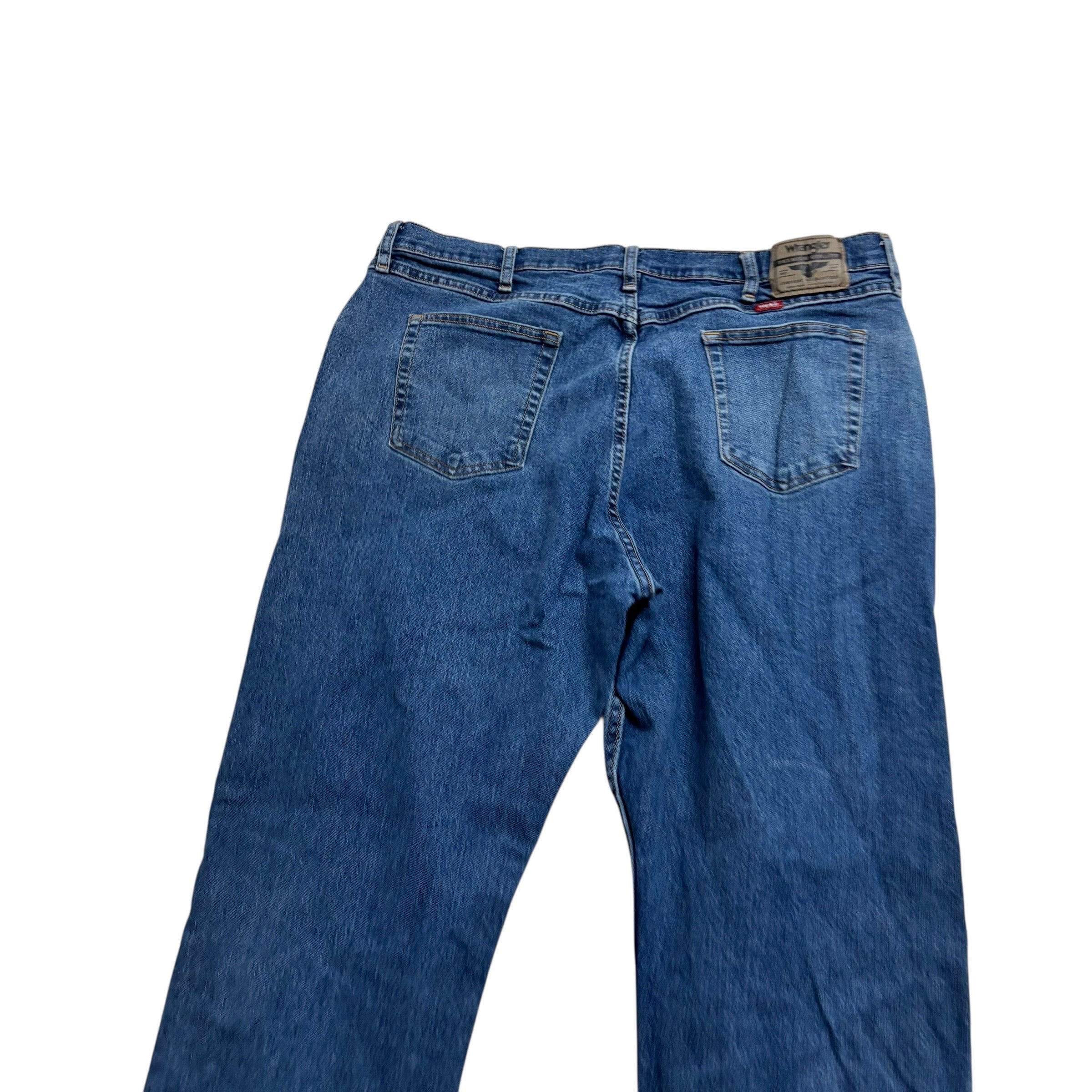 Wrangler Jeans W40 L32 Mens Mid Blue Relaxed Straight Fit Stretch Denim (F)