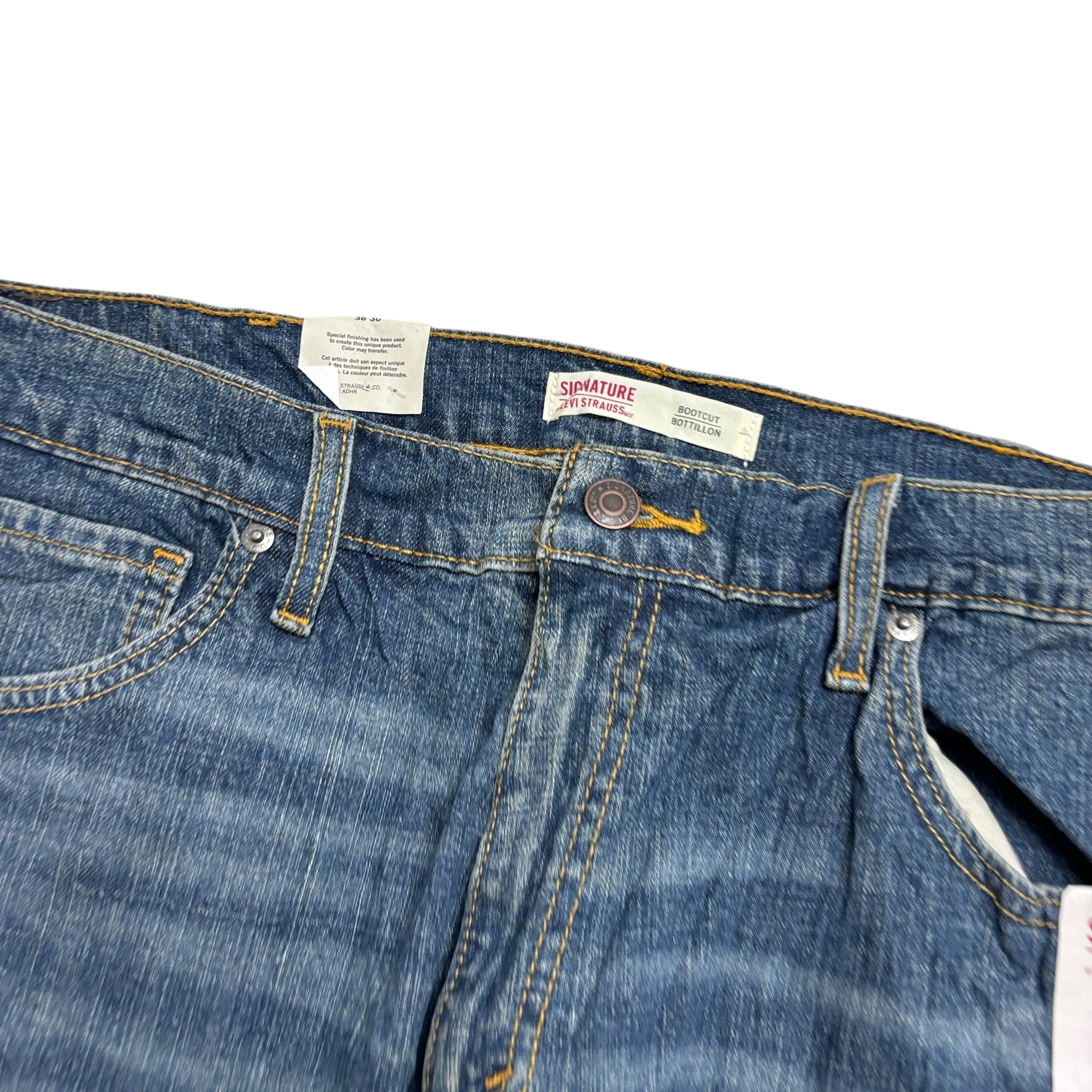 Levis Signature Jeans W36 L30 Mens Mid Blue Regular Bootcut Fit Stretch (E)