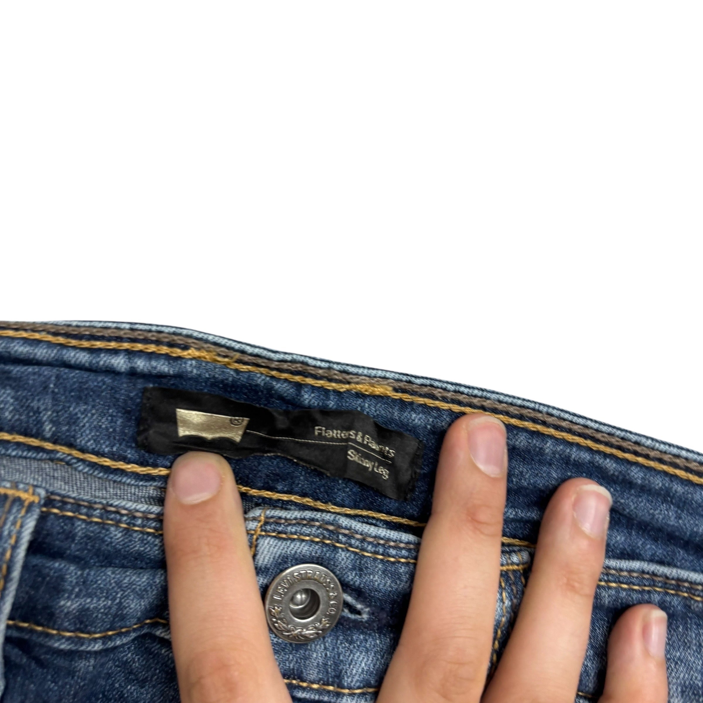 Levis Jeans W27 L32 Womens Skinny Fit Mid Blue Stretch Denim (E)