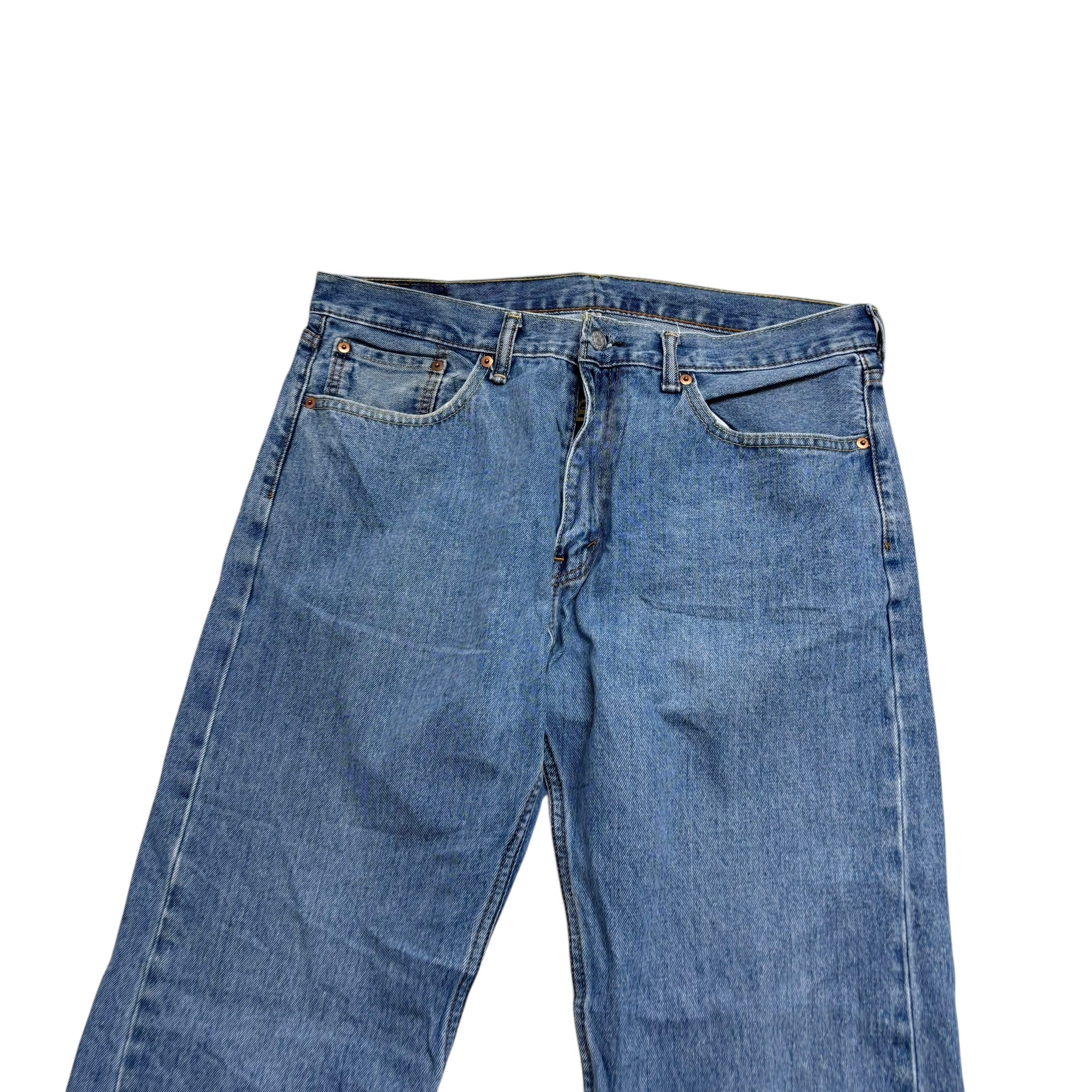 Levis 505 Jeans W36 L34 Mens Light Blue Regular Straight Fit Denim (E)