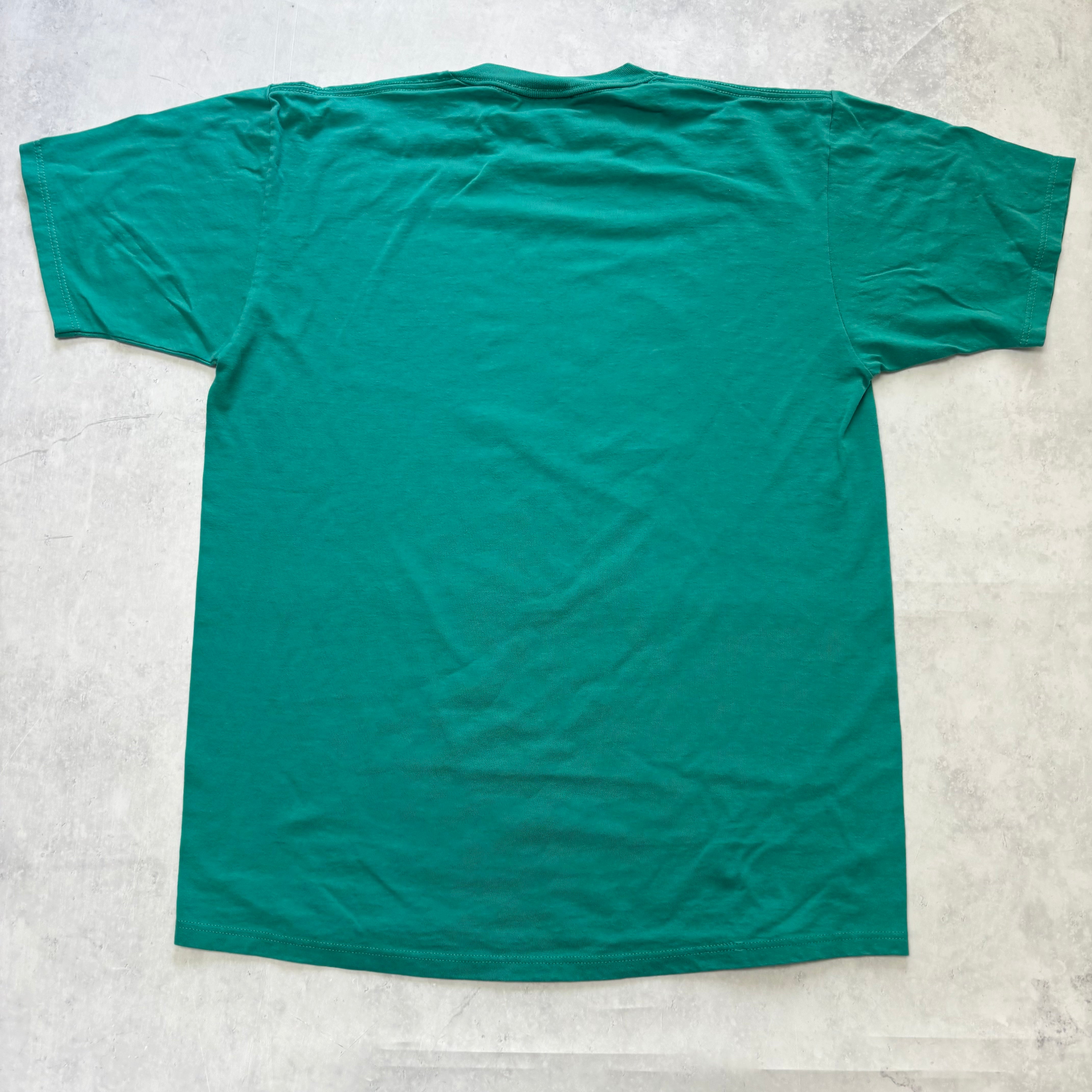 Vintage T Shirt Mens Large Teal Green Graphic Print 90s USA