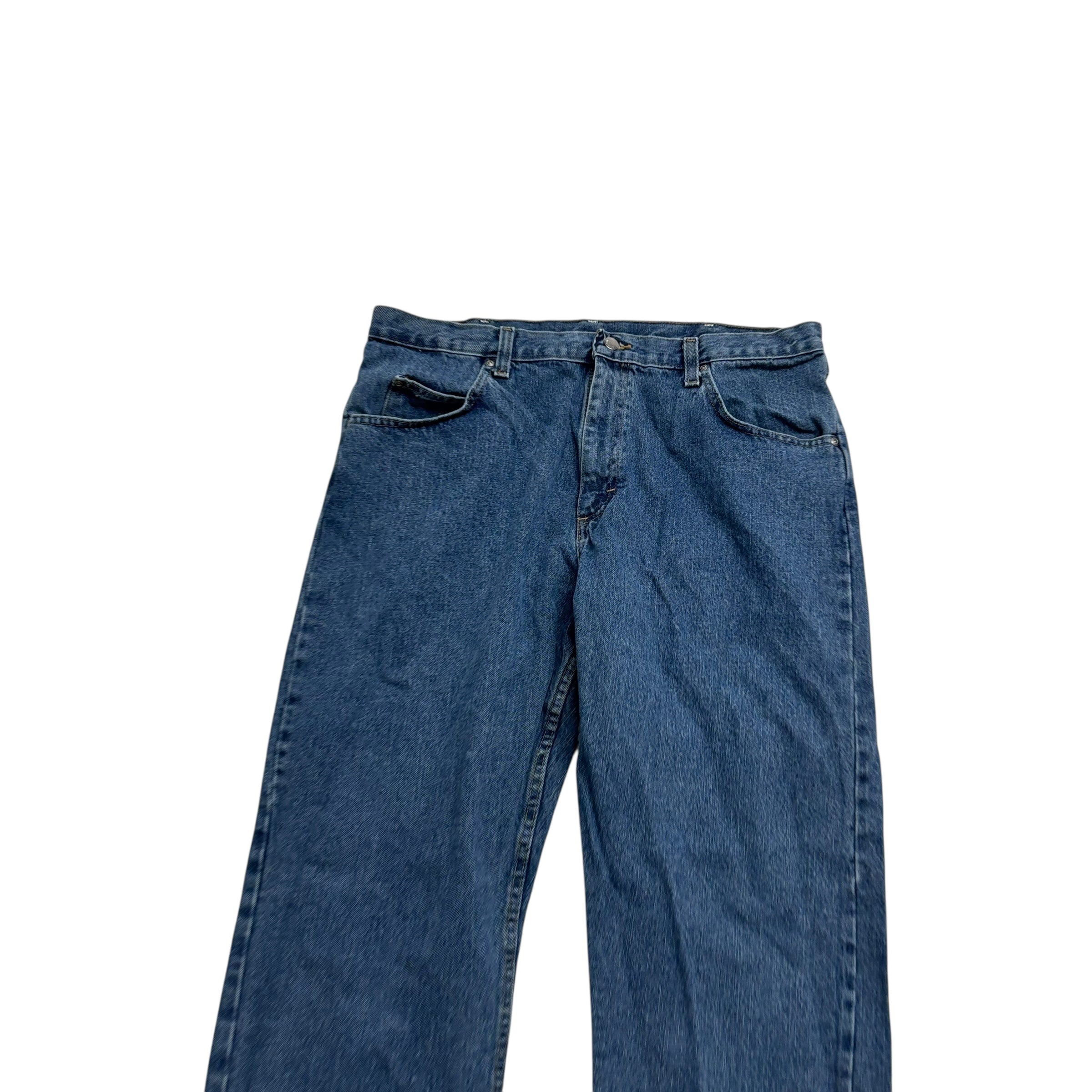 Wrangler Jeans W38 L32 Mens Mid Blue Relaxed Straight Fit Denim (E)