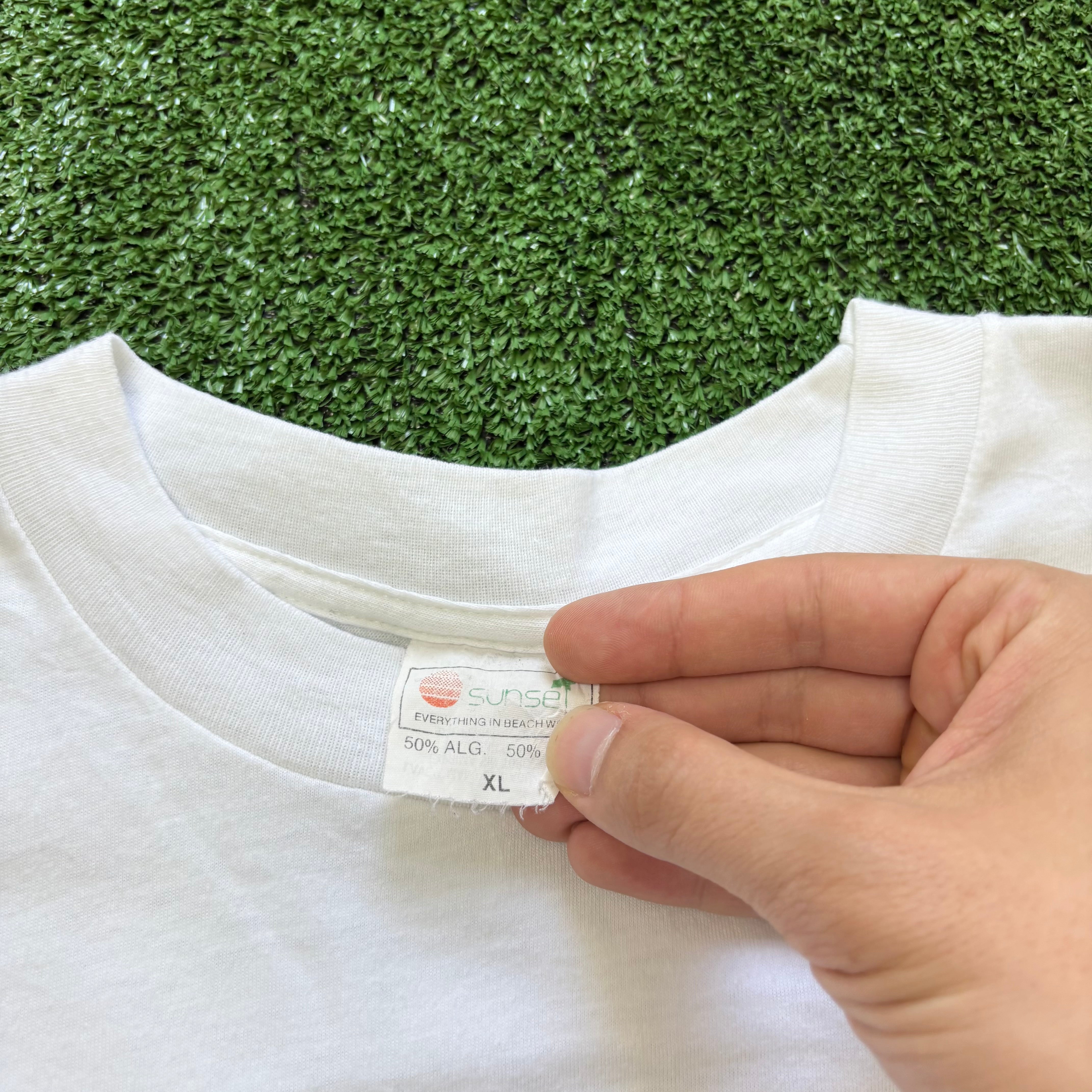 Vintage T Shirt Mens Large White Single Stitch Graphic Print 90s Tourist (E)