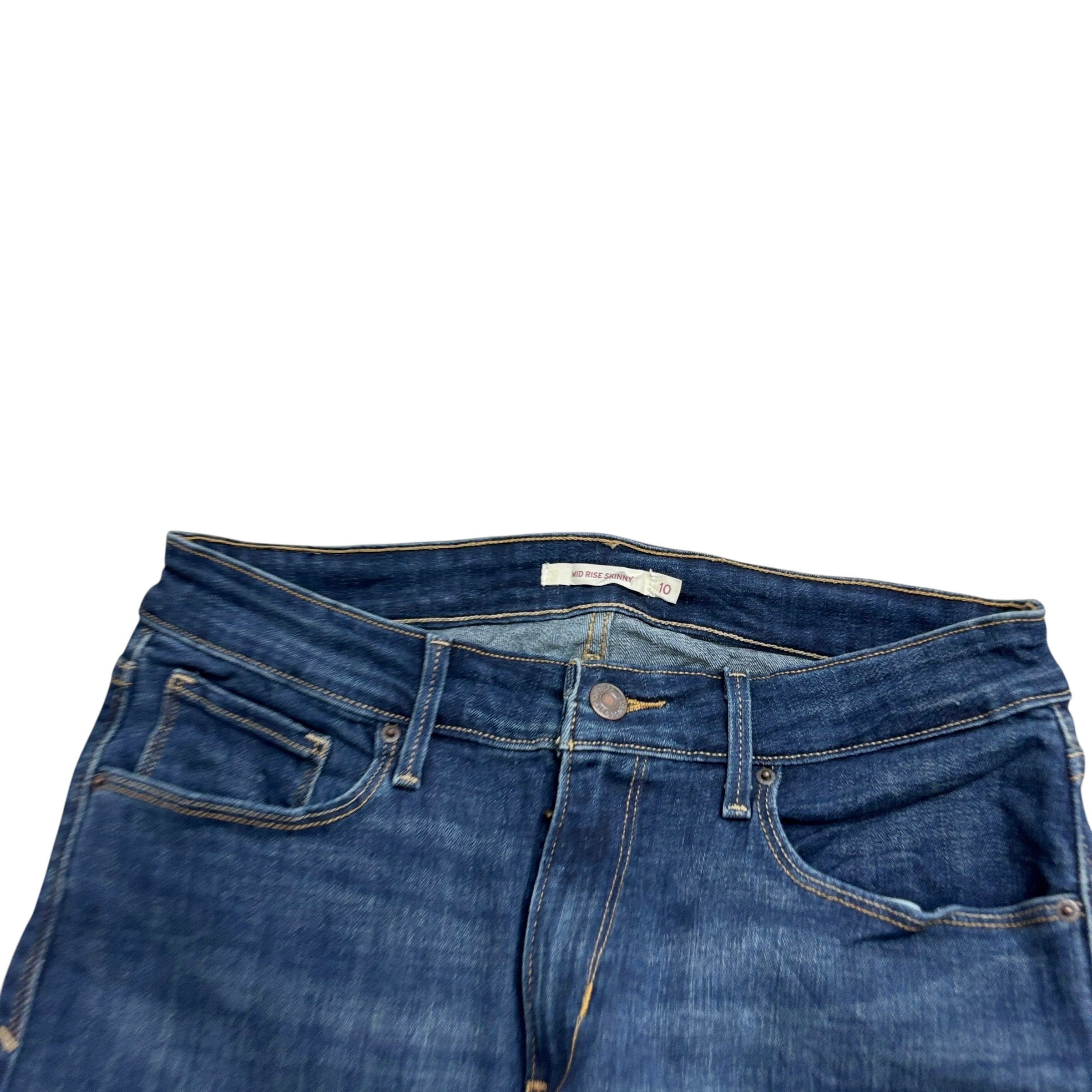 Levis Jeans W30 L34 Womens Mid Rise Skinny Dark Blue Stretch Denim (E)