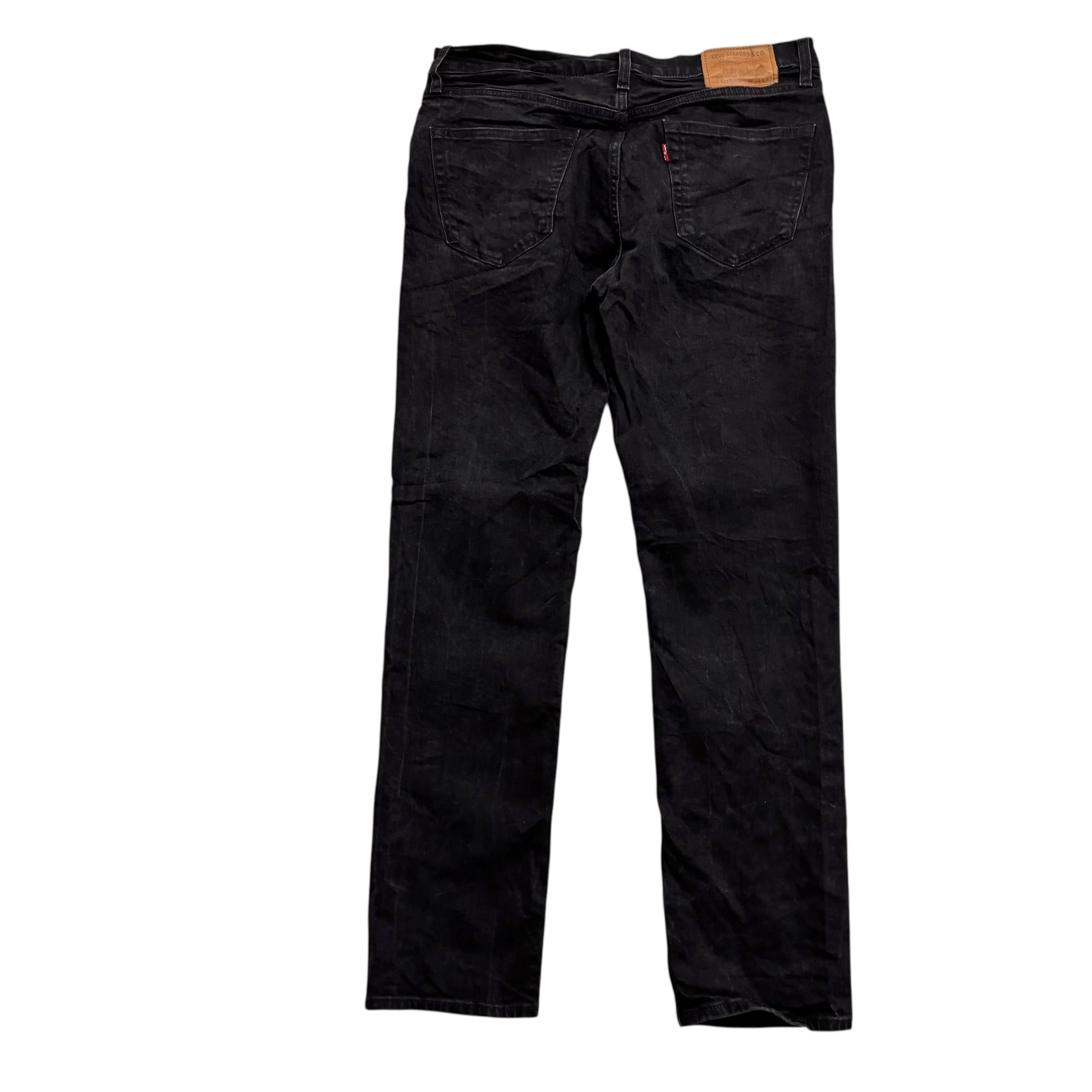 Levis 511 Jeans W34 L32 Mens Black Slim Fit Stretch Premium Denim (E)