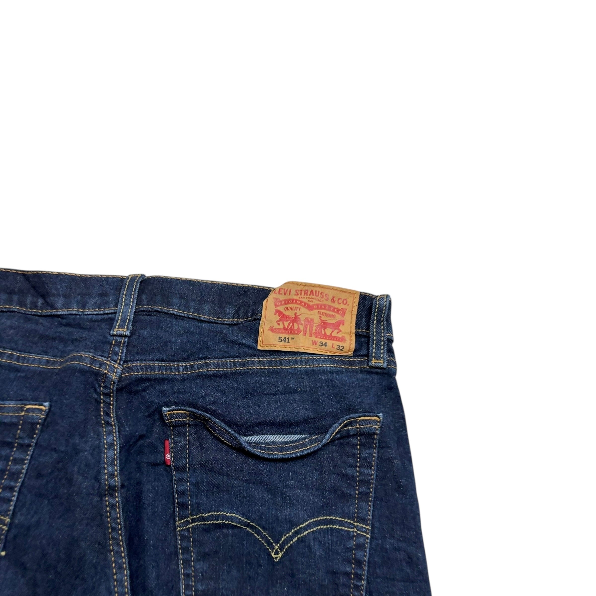 Levis 541 Jeans W34 L31 Mens Dark Blue Athletic Tapered Fit Stretch Denim