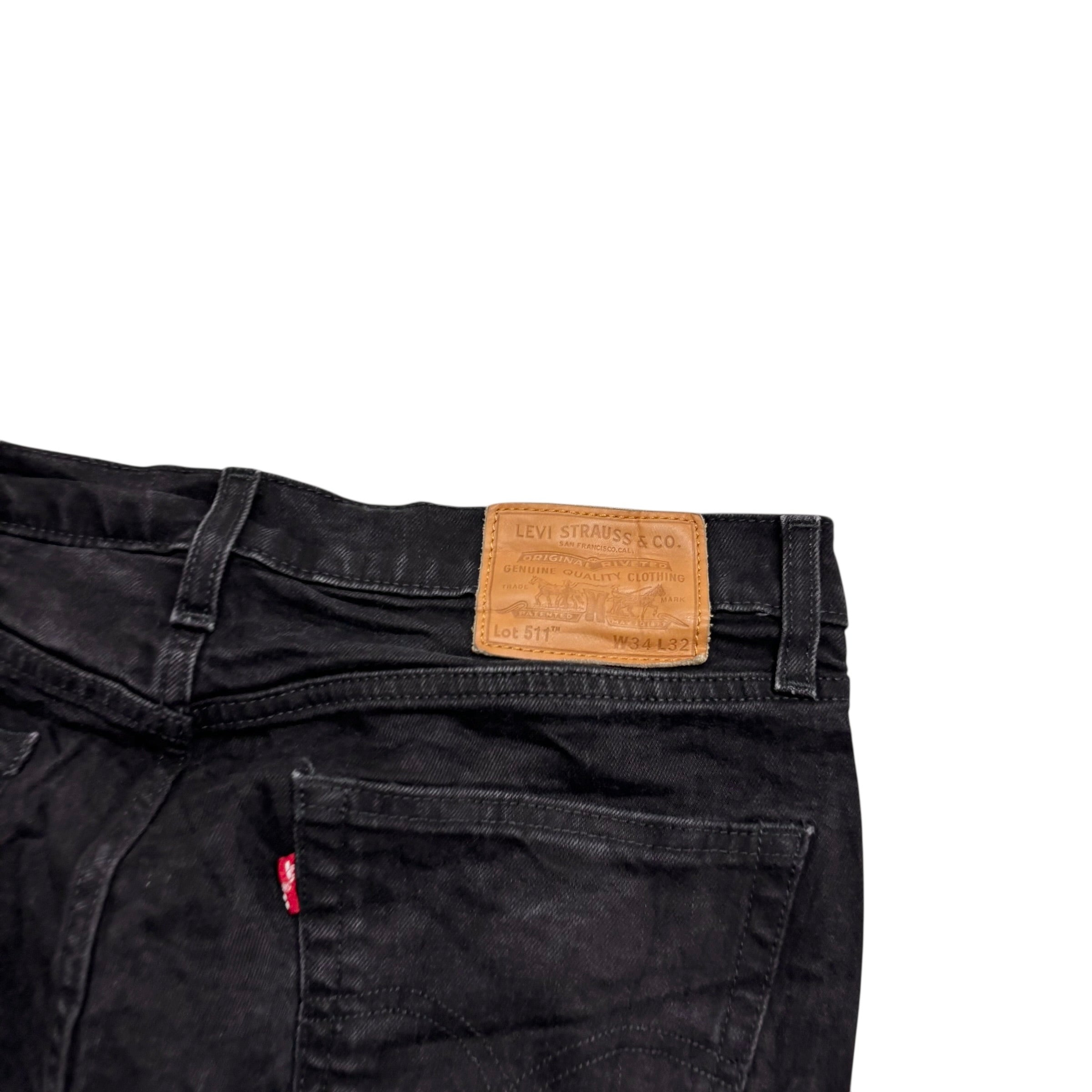 Levis 511 Jeans W34 L32 Mens Black Slim Fit Stretch Premium Denim (E)