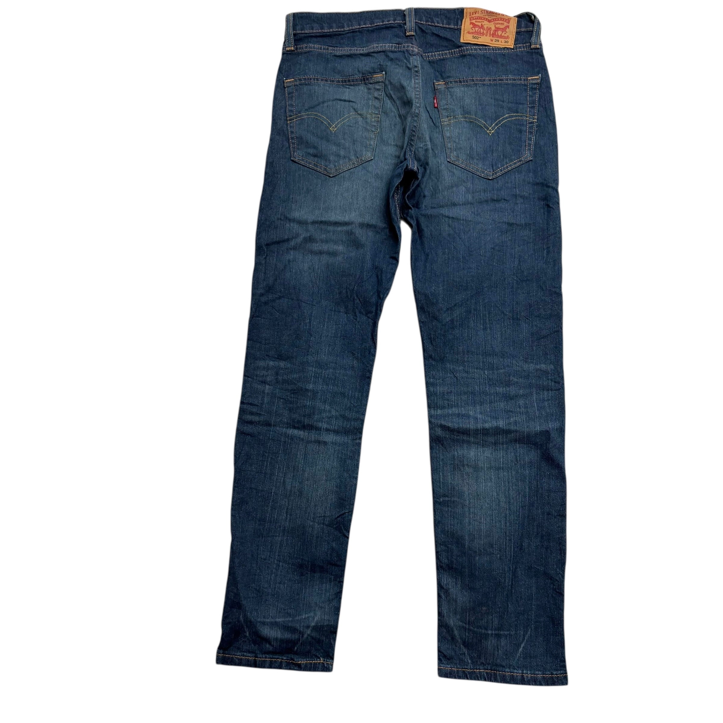 Levis 502 Jeans W29 L30 Mens Dark Blue Regular Tapered Fit Stretch Denim (E)