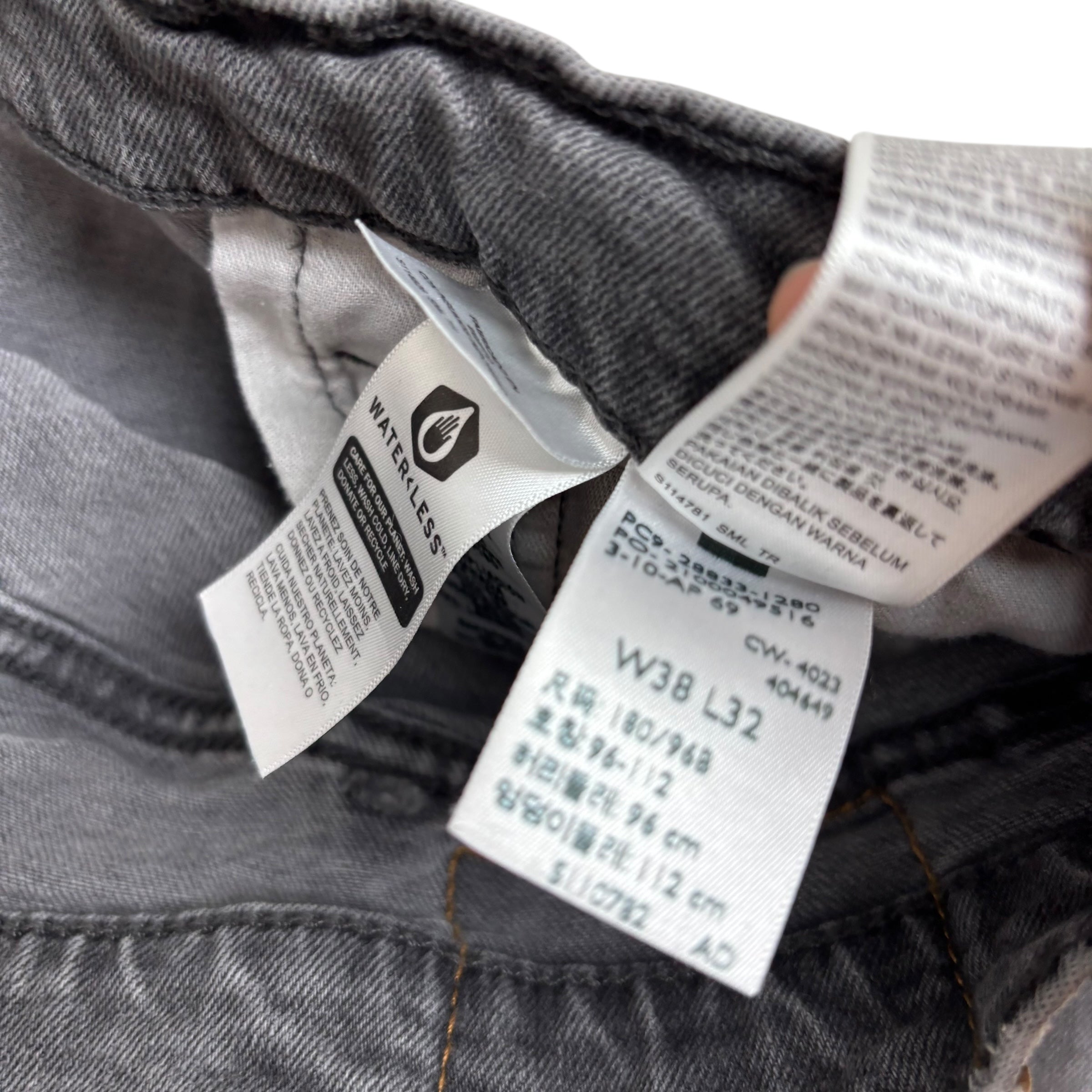 Levis 512 Jeans W38 L32 Mens Grey Slim Tapered Fit Stretch Denim