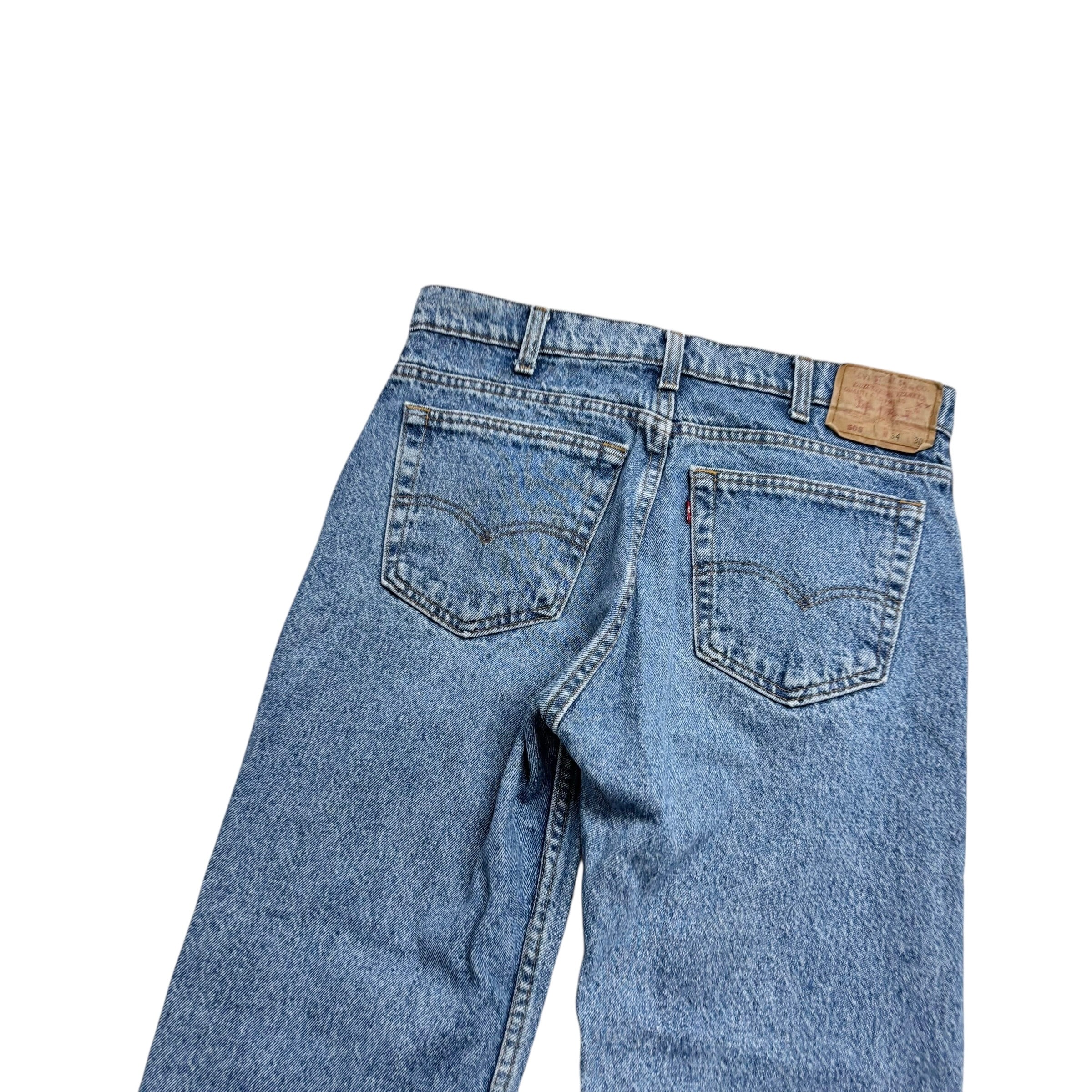 Levis 505 Jeans W32 L30 Mens Mid Blue Regular Straight Fit Vintage Made In USA