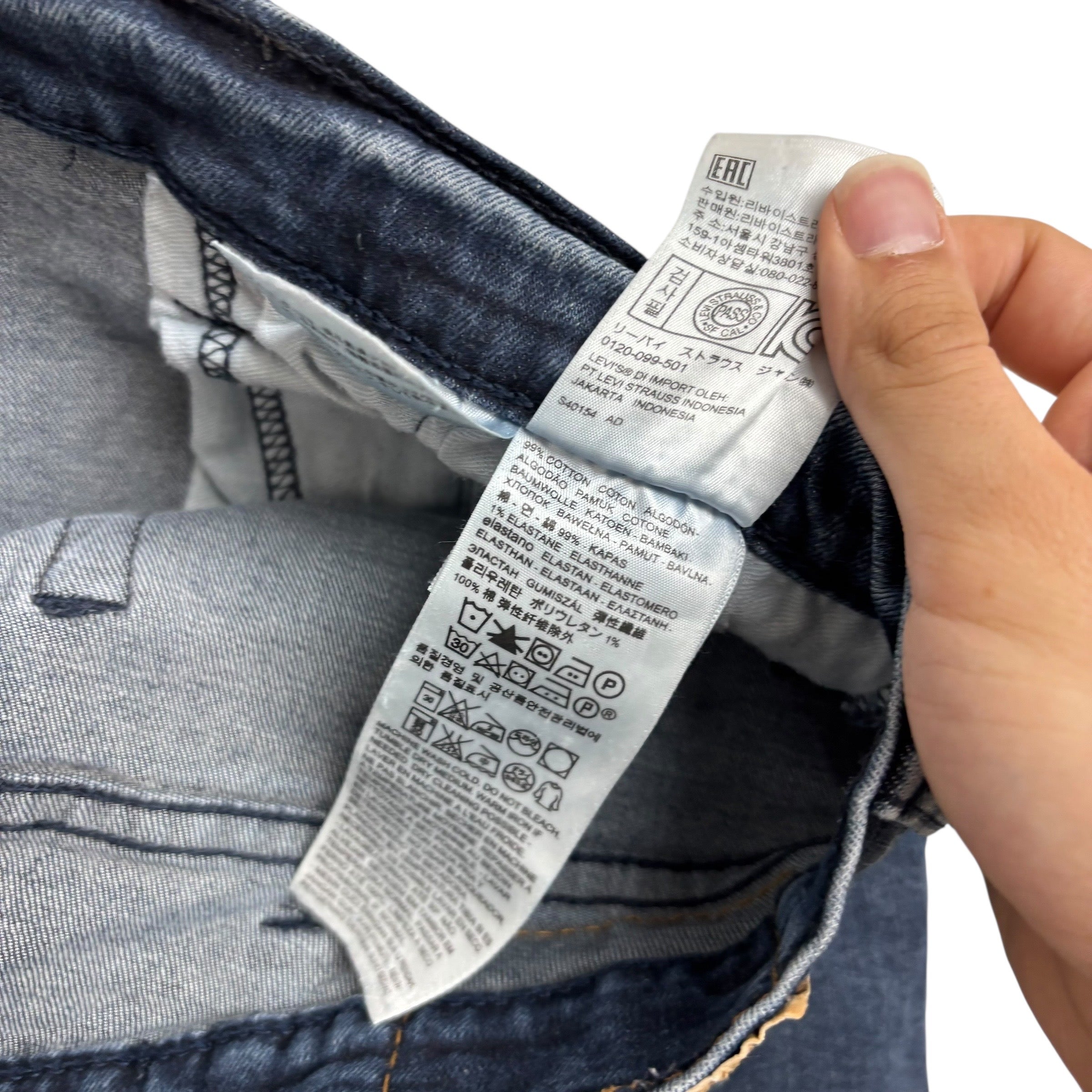 Levis 559 Jeans W42 L29 Mens Navy Blue Relaxed Straight Fit Stretch Denim (E)