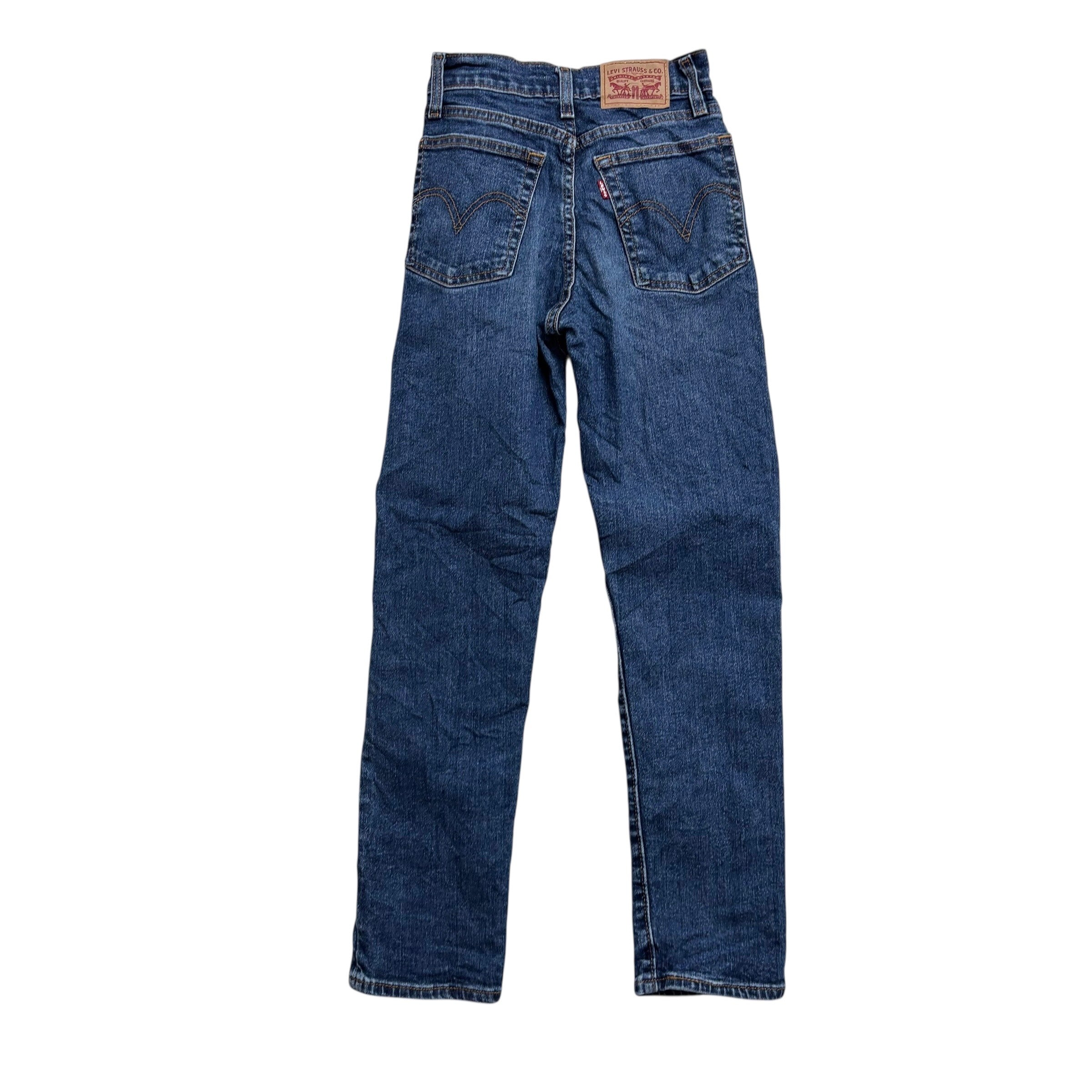 Levis Wedgie Jeans W22 L28 Womens Straight Fit Mid Blue Stretch Denim (E)