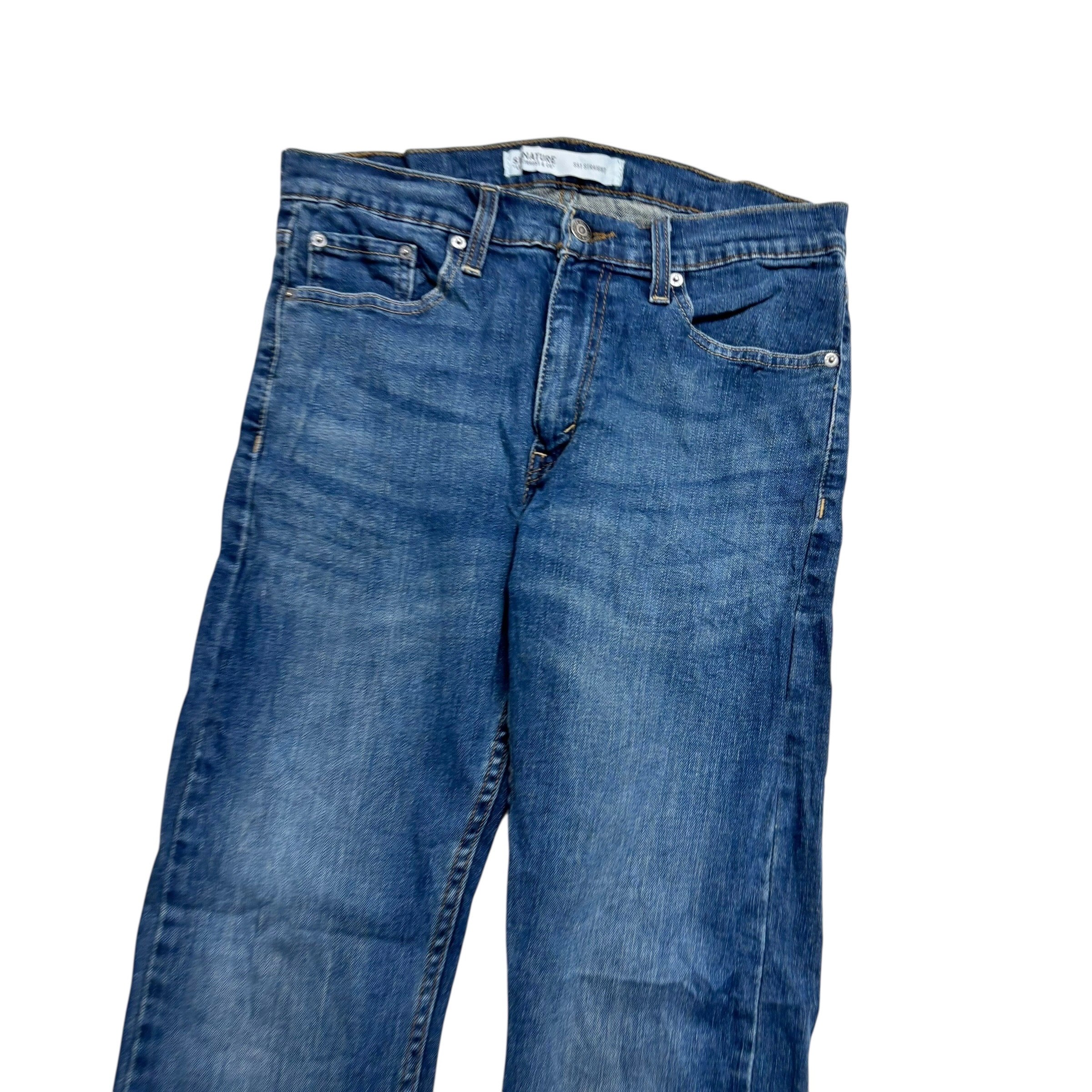 Levis Signature Jeans W30 L30 Mens Mid Blue Slim Straight Fit Stretch (E)