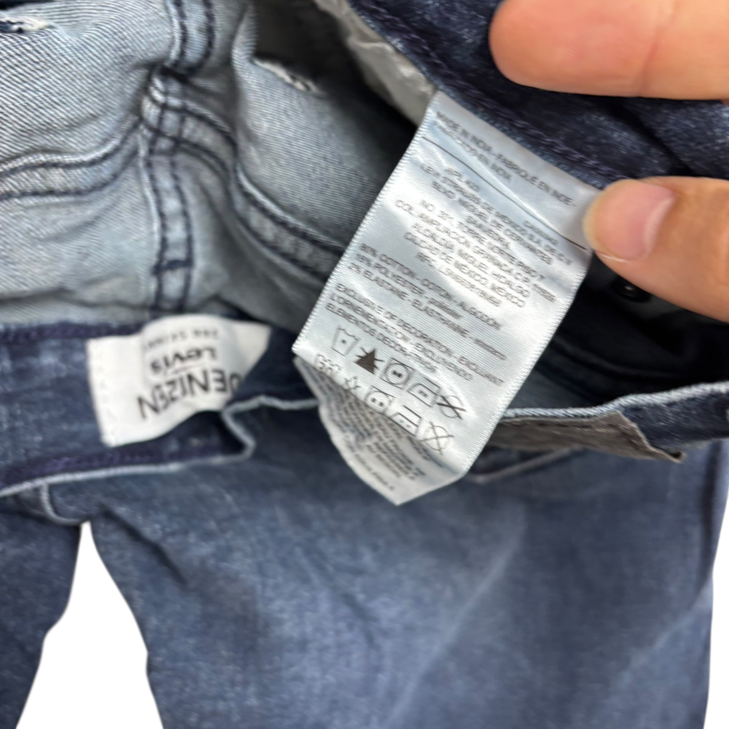 Levis Denizen Jeans W28 L30 Mens Navy Blue Skinny Fit Stretch Denim (E)